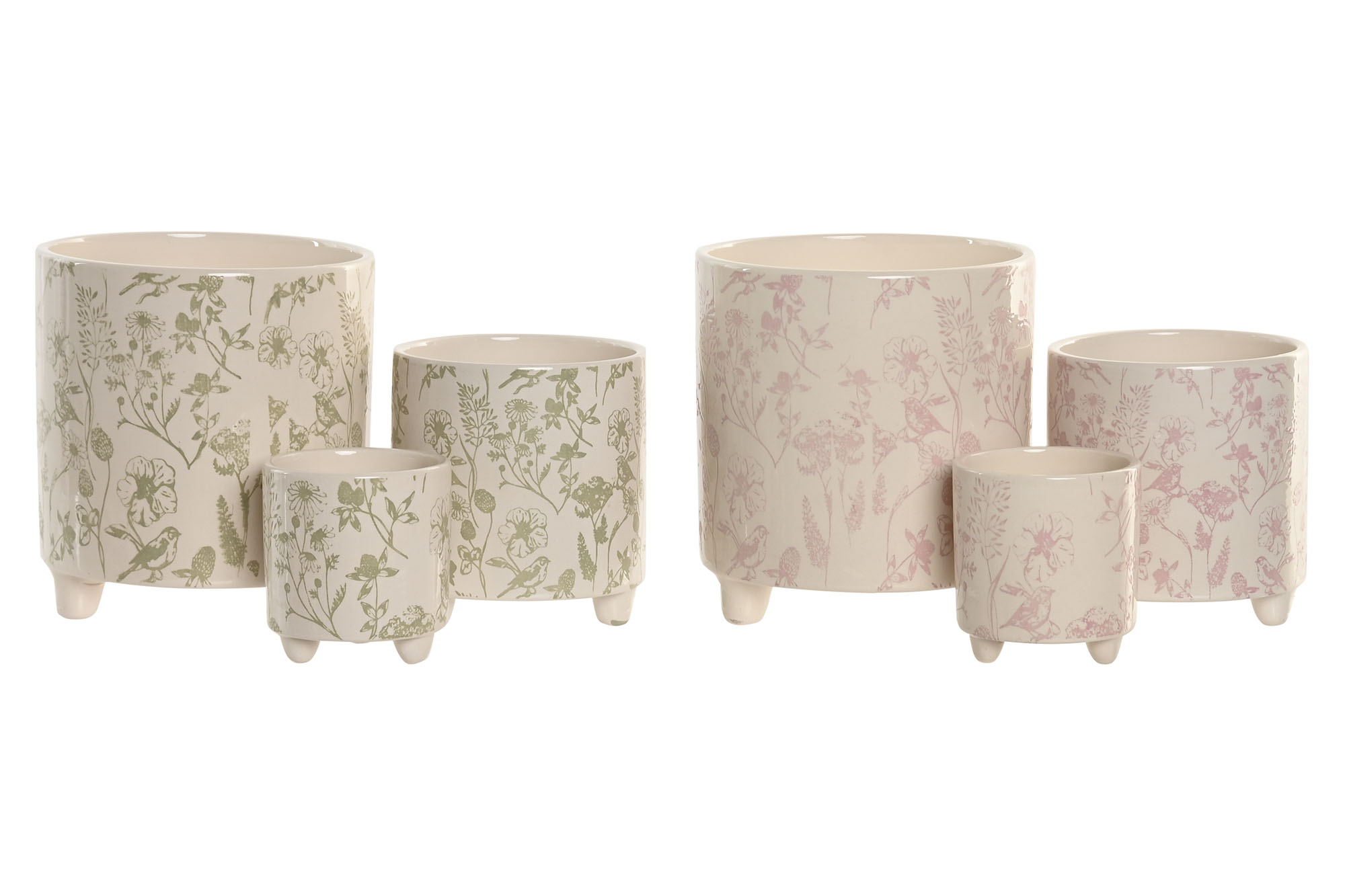 MACETERO CERAMICA 13,7X13,7X14,7 FLORES VERDE 2