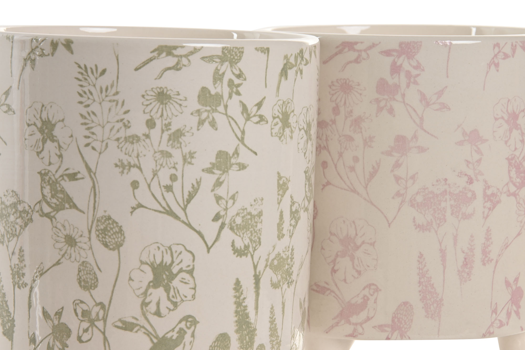 MACETERO CERAMICA 13,7X13,7X14,7 FLORES VERDE 3