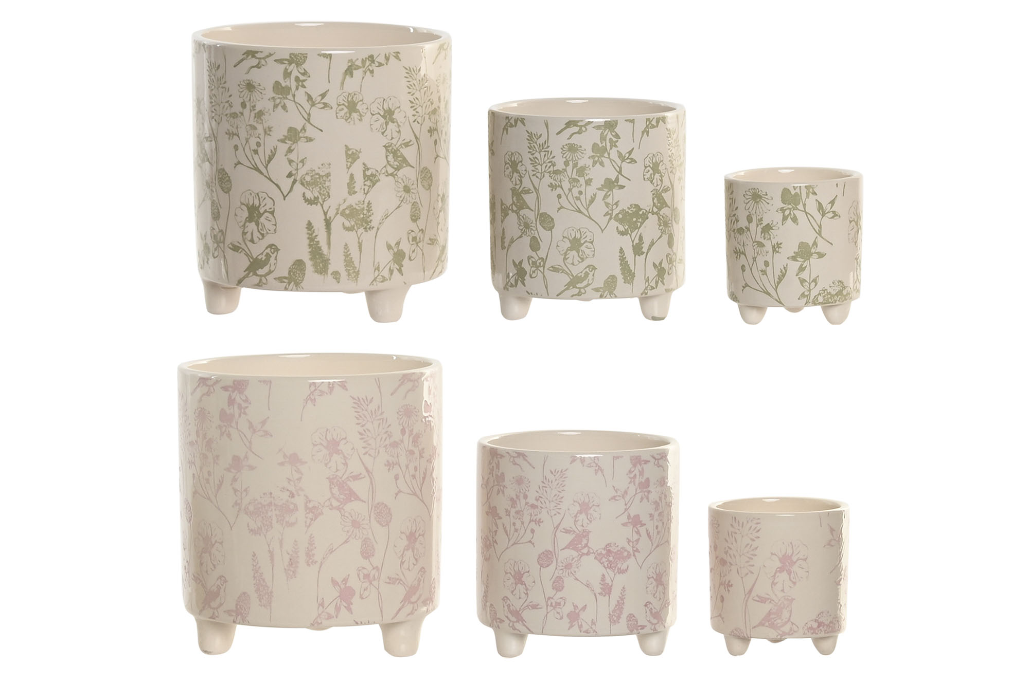 MACETERO CERAMICA 7X8X7CM FLORES VERDE