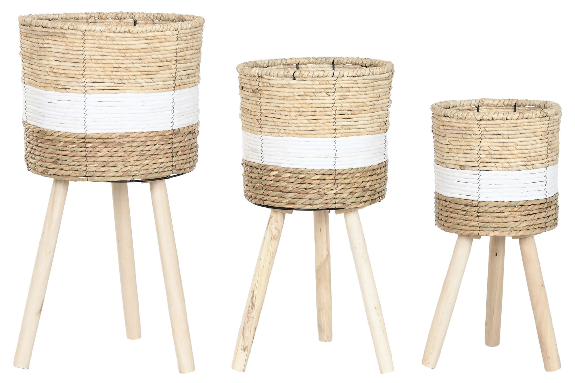 MACETERO FIBRA 27X27X54 NATURAL BICOLOR