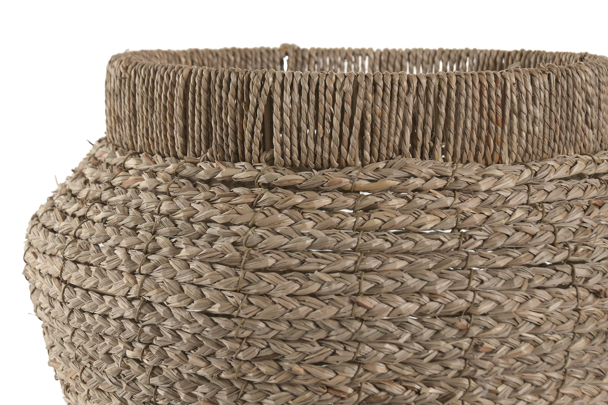 MACETERO SEAGRASS METAL 28X26X35 NATURAL 2