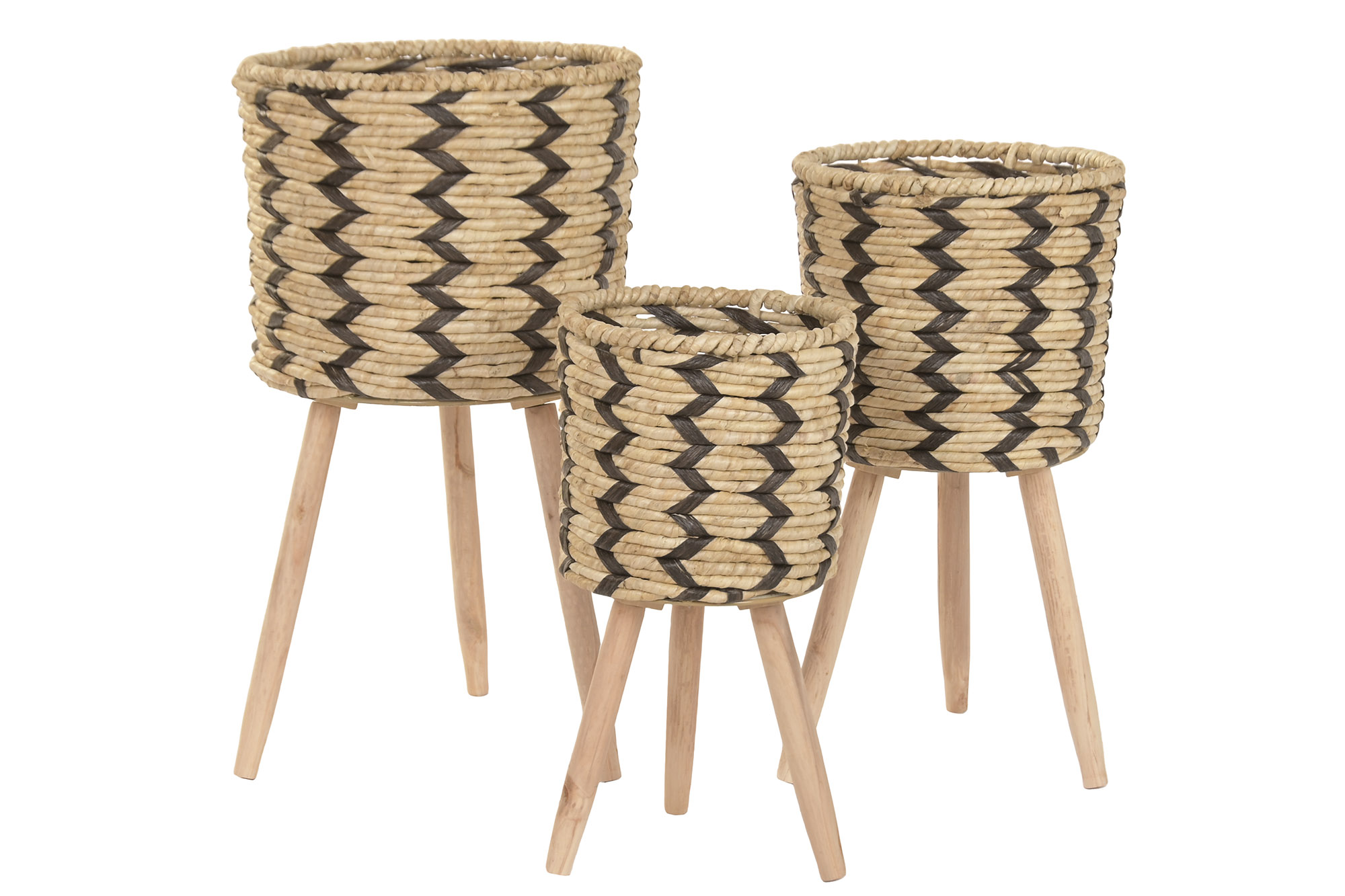 MACETERO  FIBRA TRENZADA 32X32X58 ZIGZAG 4