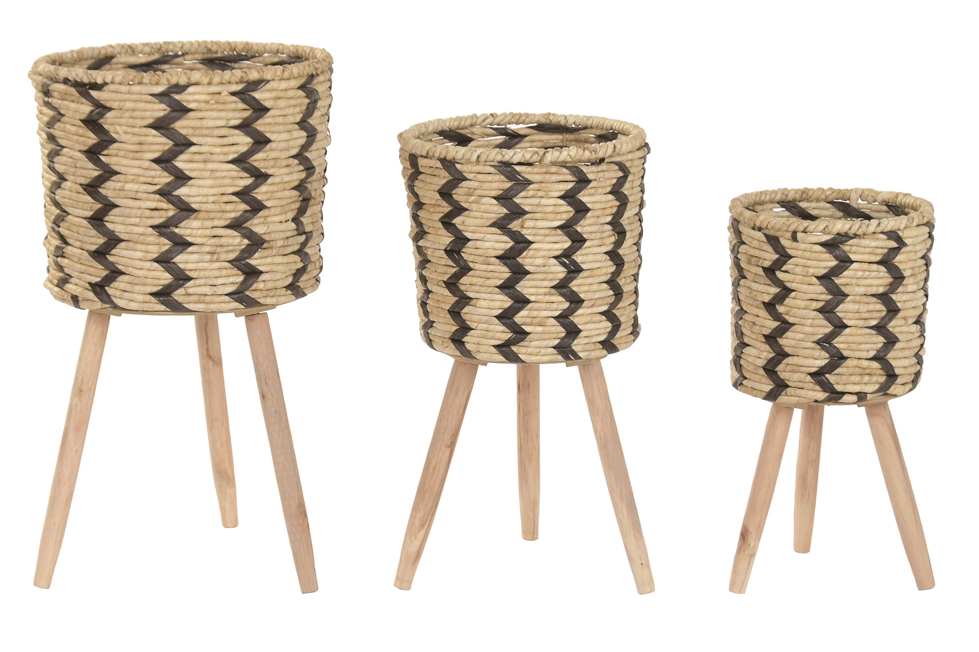 MACETERO  FIBRA TRENZADA 32X32X58 ZIGZAG