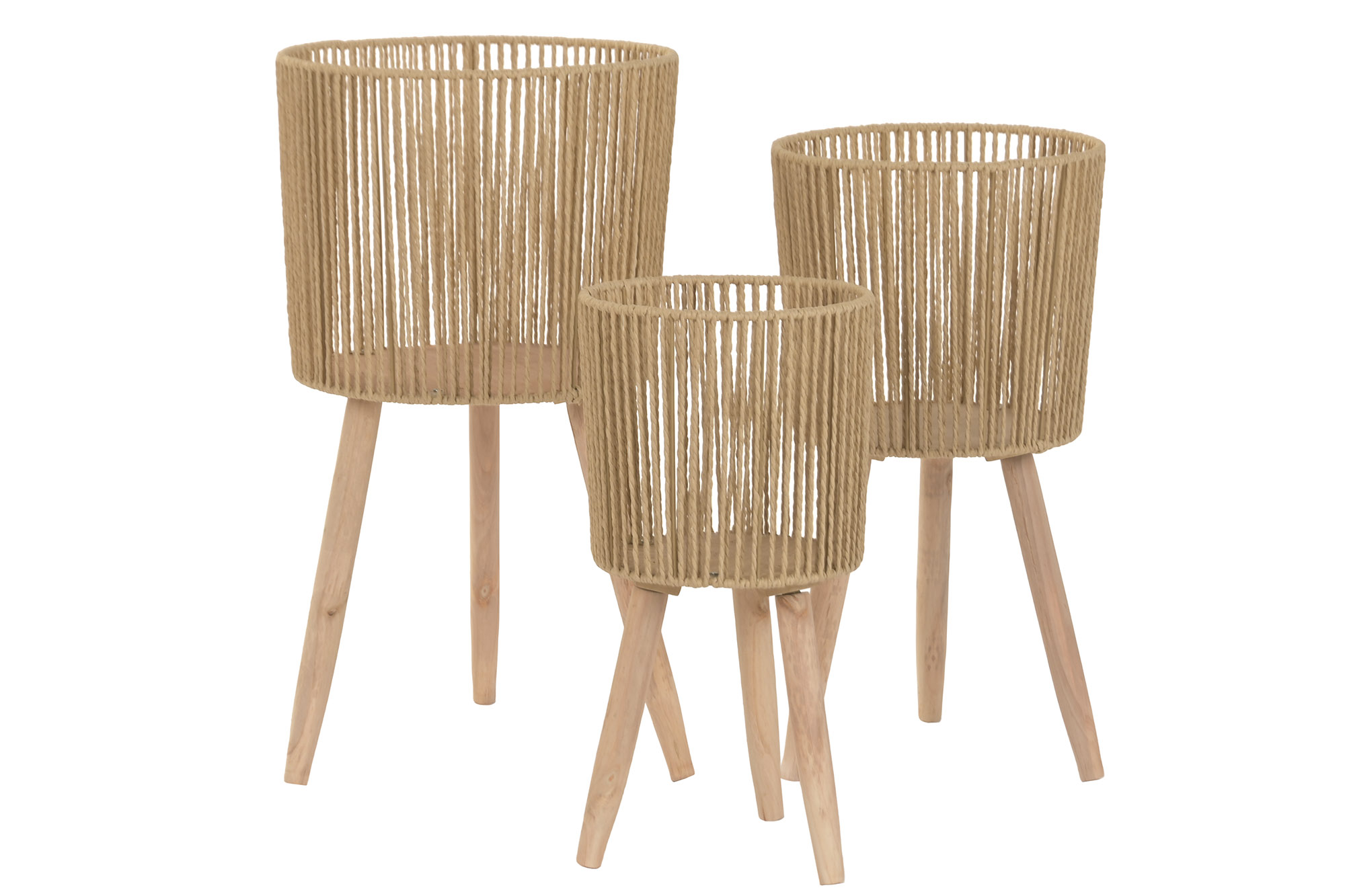 MACETERO  FIBRA TRENZADA MADERA 22X22X45CM 4