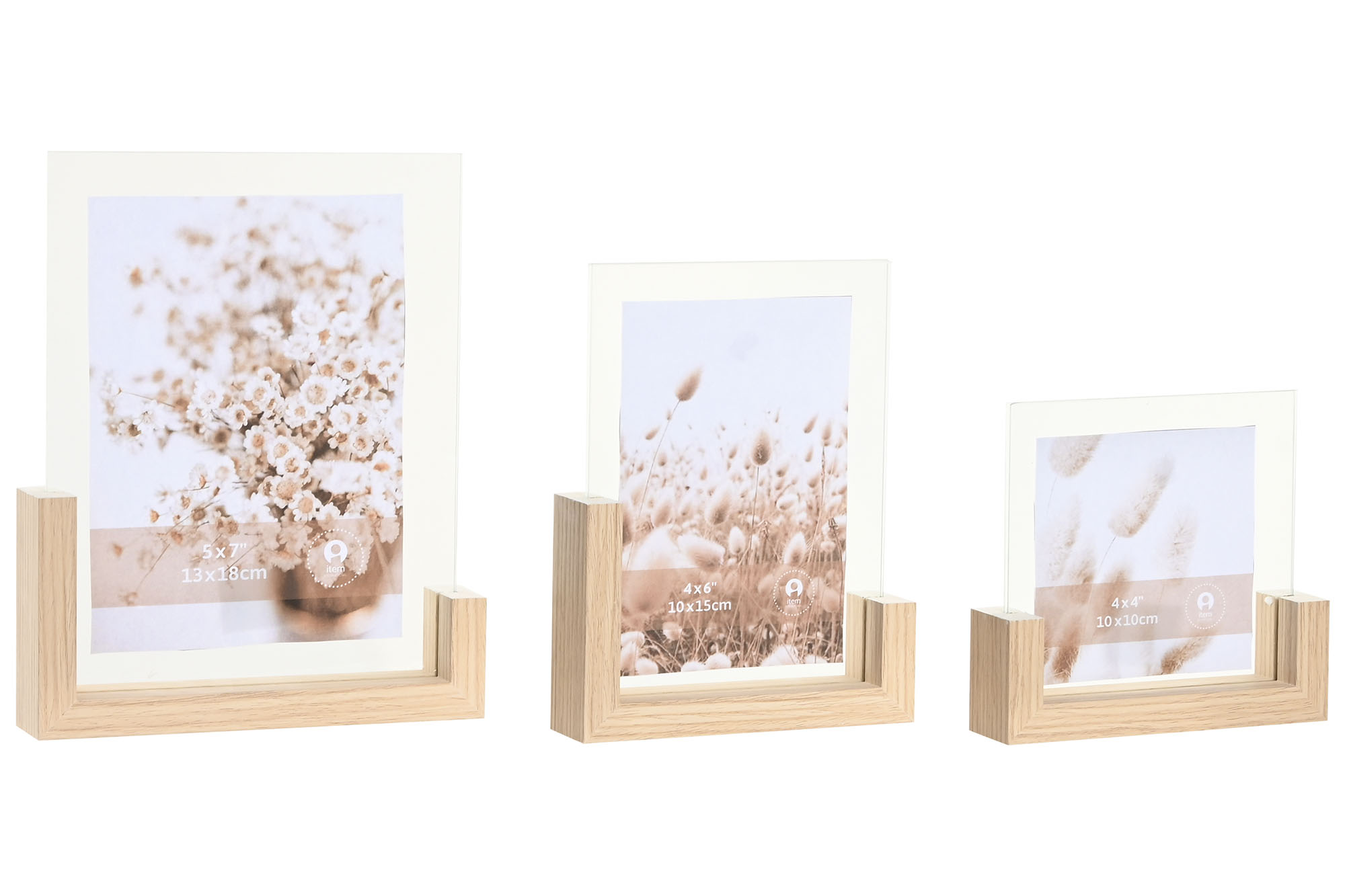 MARCO FOTO SET 3 MDF CRISTAL 15X3,5X19 NATURAL