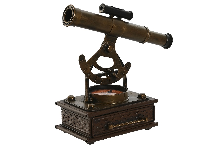 FIGURA METAL 21.5X11X22.5CM TELESCOPIO BRONCE