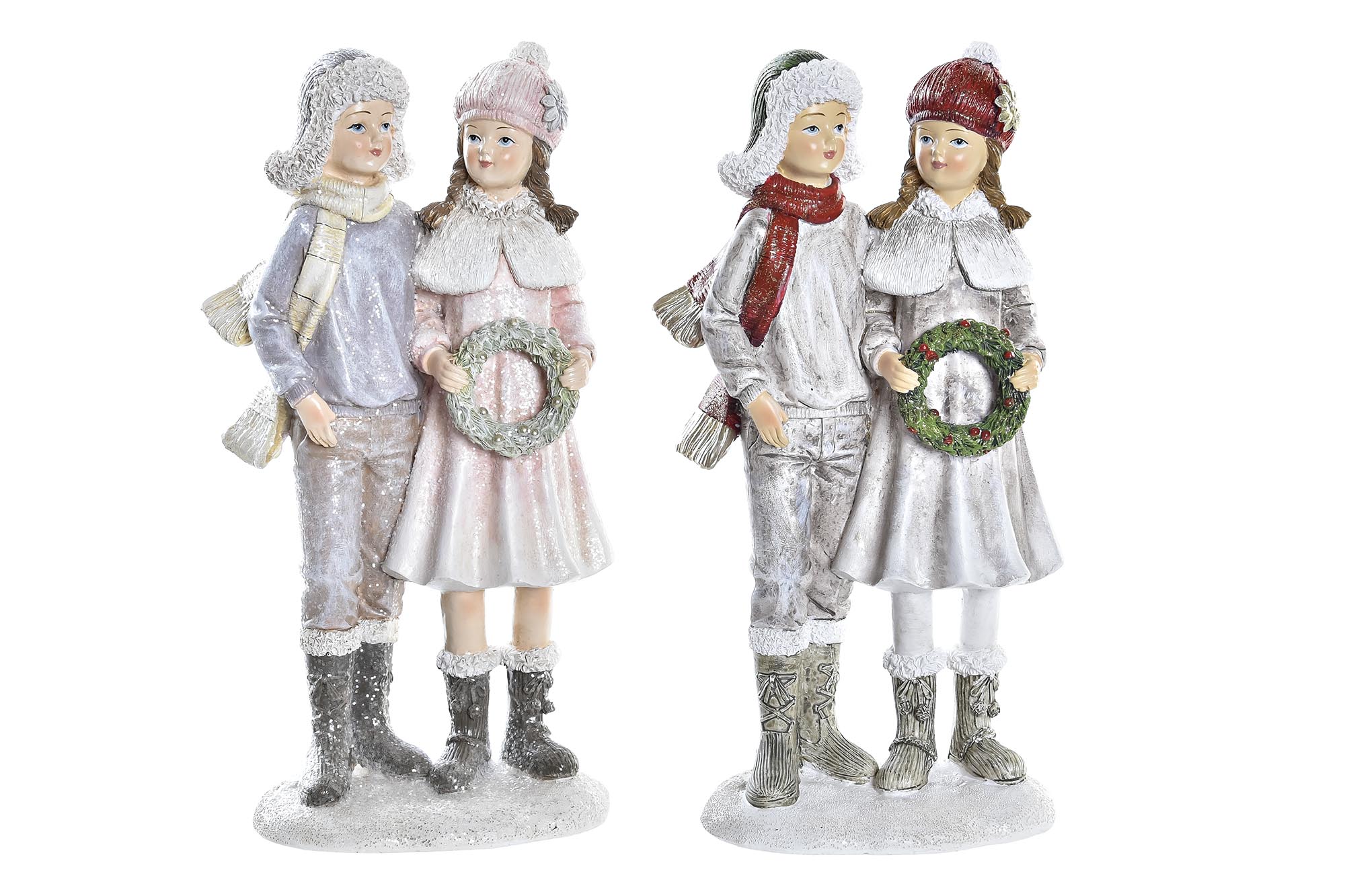 FIGURA RESINA 10.5X20.5CM PAREJA ROSA