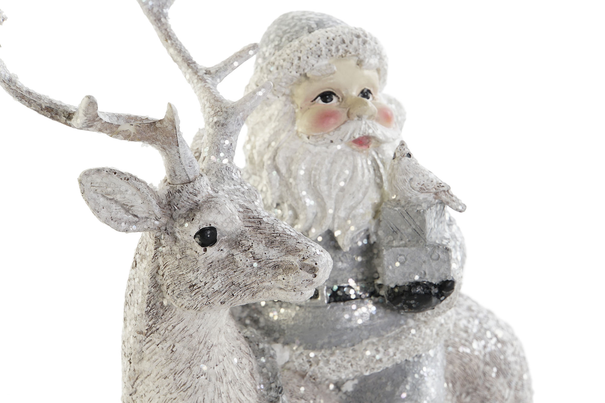 FIGURA RESINA 17.5X9X23CM RENO BLANCO Y GRIS 2