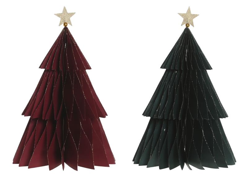 ARBOL PAPEL 22X22X40 DORADO ROJO