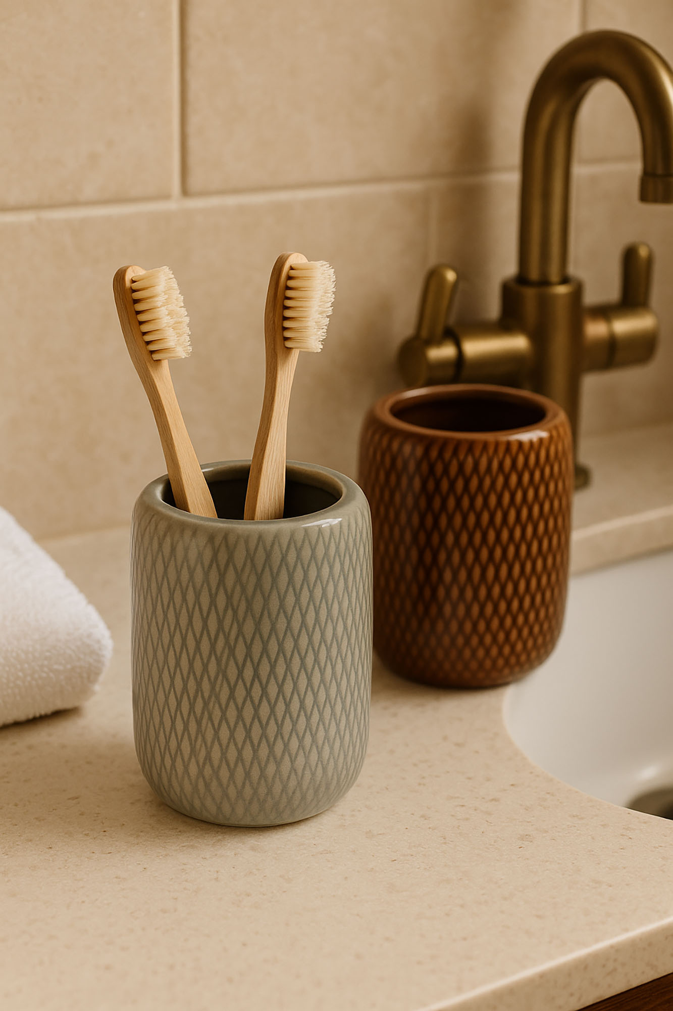 VASO GRES 8,5X8,5X10CM MARRON 2