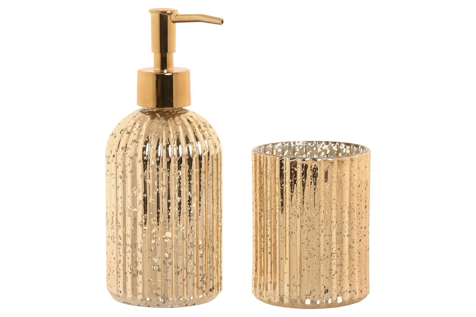 BAÑO SET 2 CRISTAL 8X8X20 DORADO