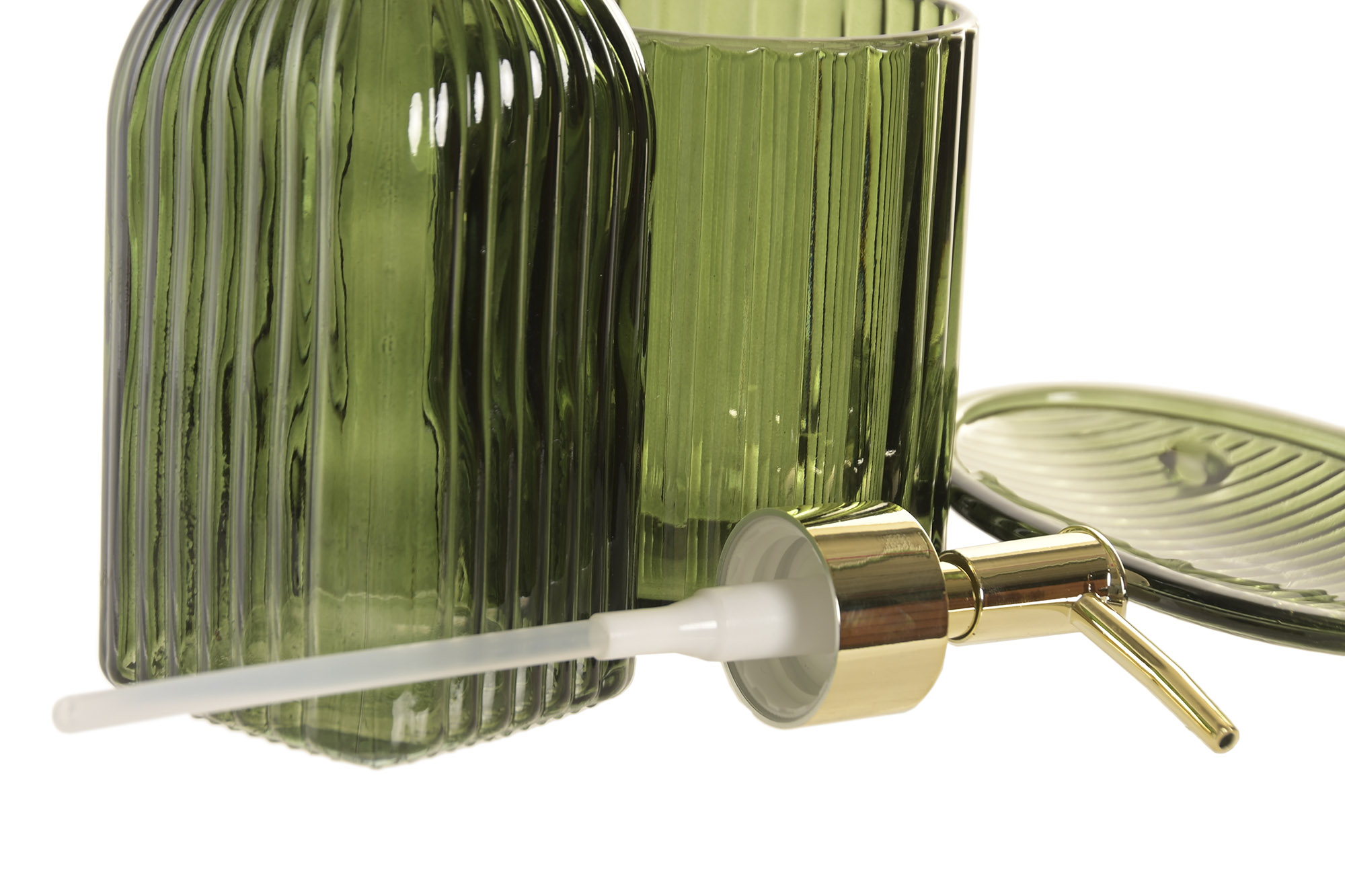 BAÑO SET 3 CRISTAL 7,5X7,5X19,3 480ML VERDE OSCURO 2