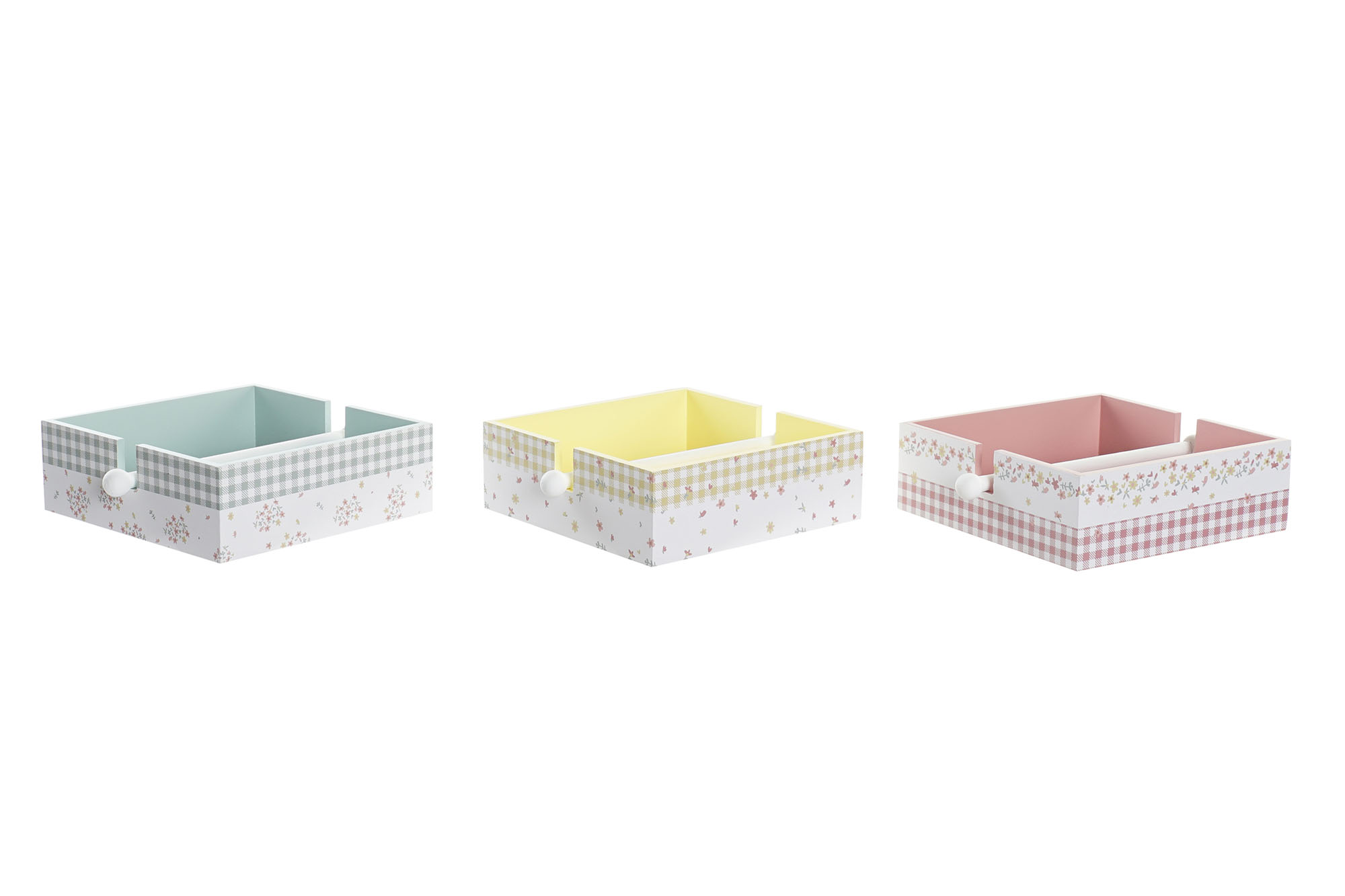 SERVILLETERO MDF METAL 22X18X6 VICHY SWEET AQUA
