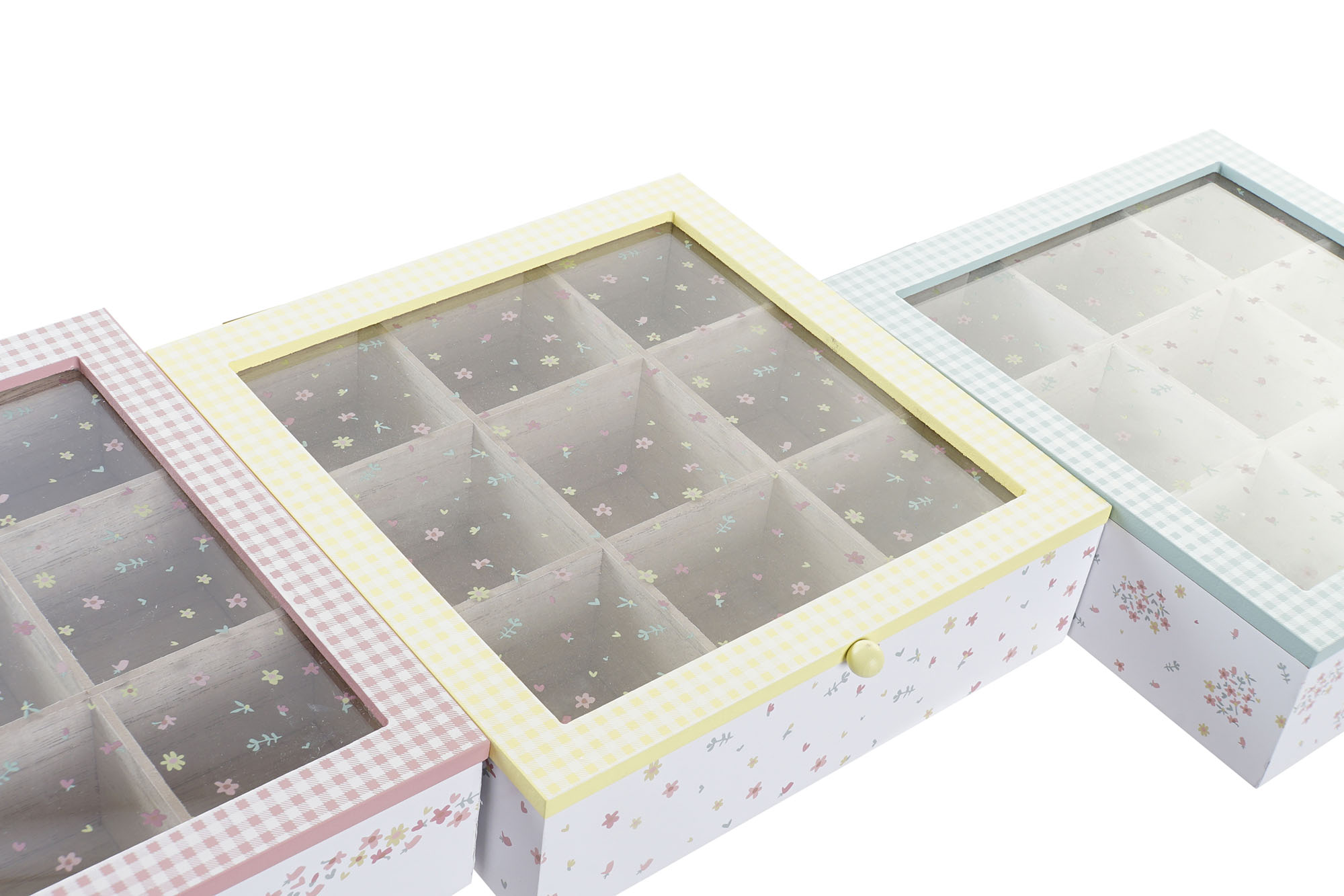 CAJA INFUSIONES MDF 24X24X7 VICHY SWEET AMARILLO 2