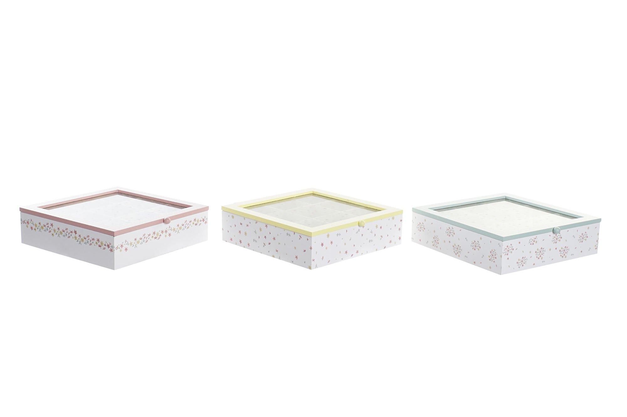 CAJA INFUSIONES MDF 24X24X7 VICHY SWEET ROSA