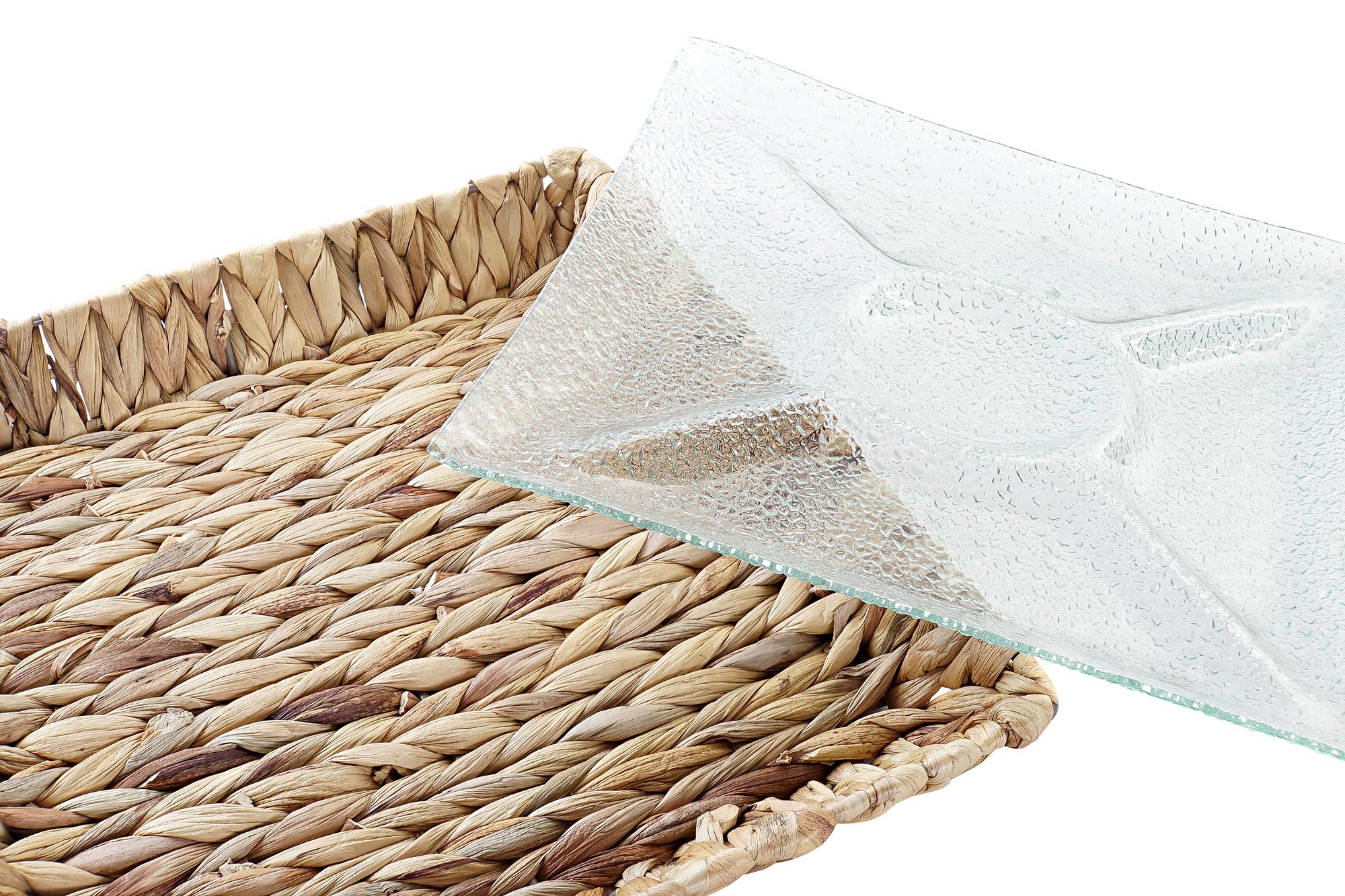 BANDEJA CRISTAL FIBRA 33X33X5CM TRANSPARENTE 4