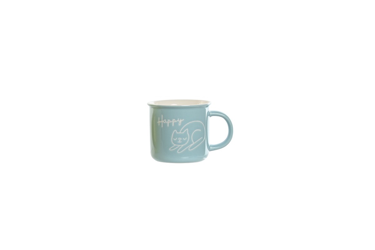 MUG PORCELANA 12,5X9,8X8,5 360ML, GATOS AZUL