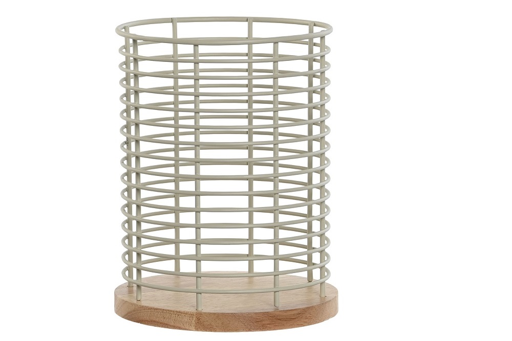 CUBERTERO METAL RUBBERWOOD 13,5X13,5X17 BEIGE