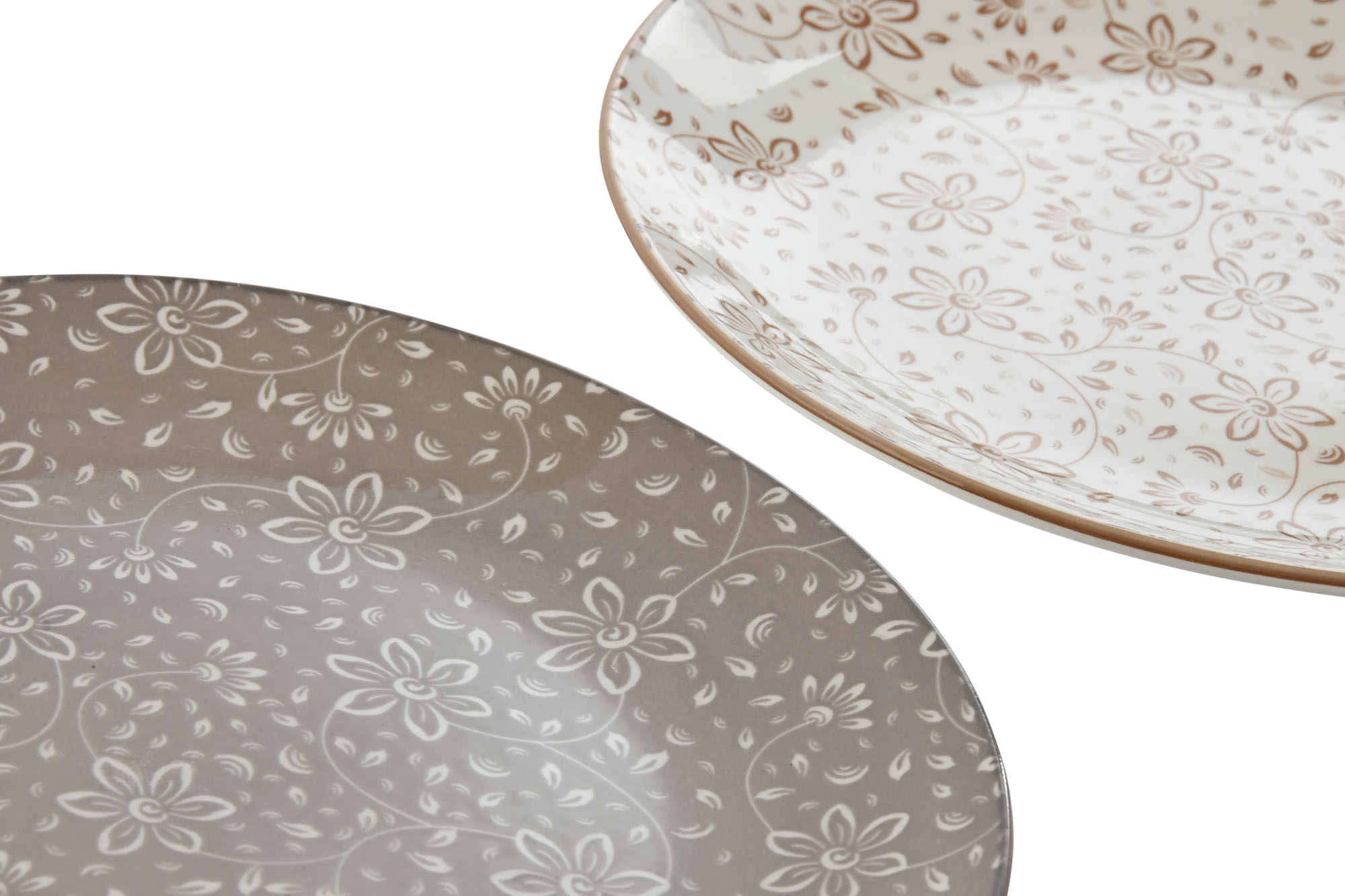 PLATO SET 4 PORCELANA 27X27X2 FLORES BEIGE 3
