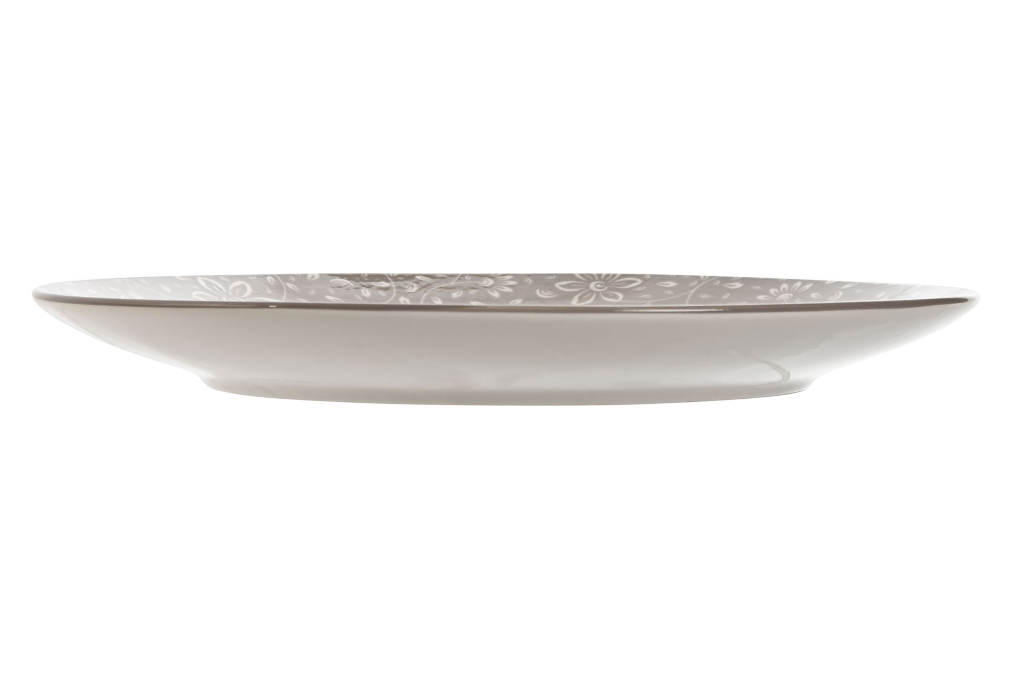 PLATO SET 4 PORCELANA 27X27X2 FLORES BEIGE 4