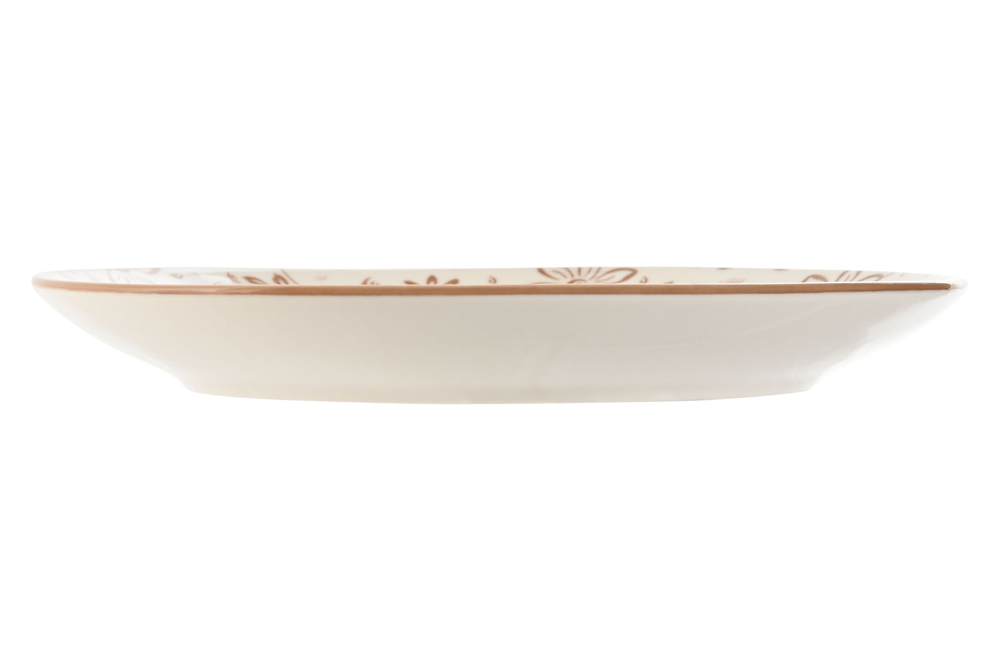 PLATO SET 4 PORCELANA 19X19X2 FLORES BEIGE 4