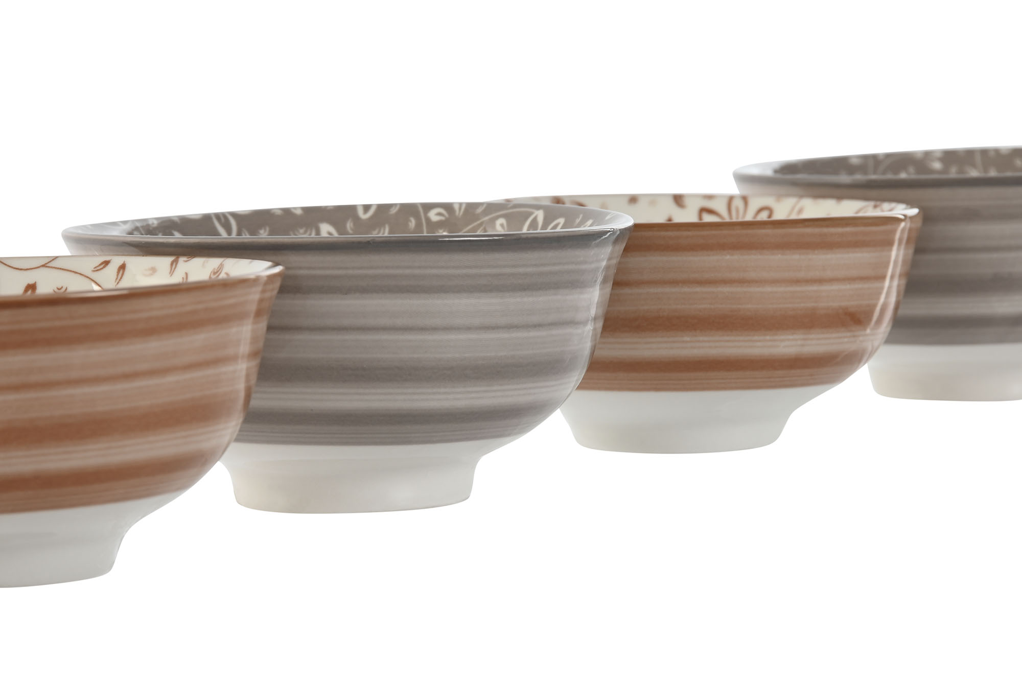 BOL SET 4 PORCELANA 11,5X11,5X6 FLORES BEIGE 2