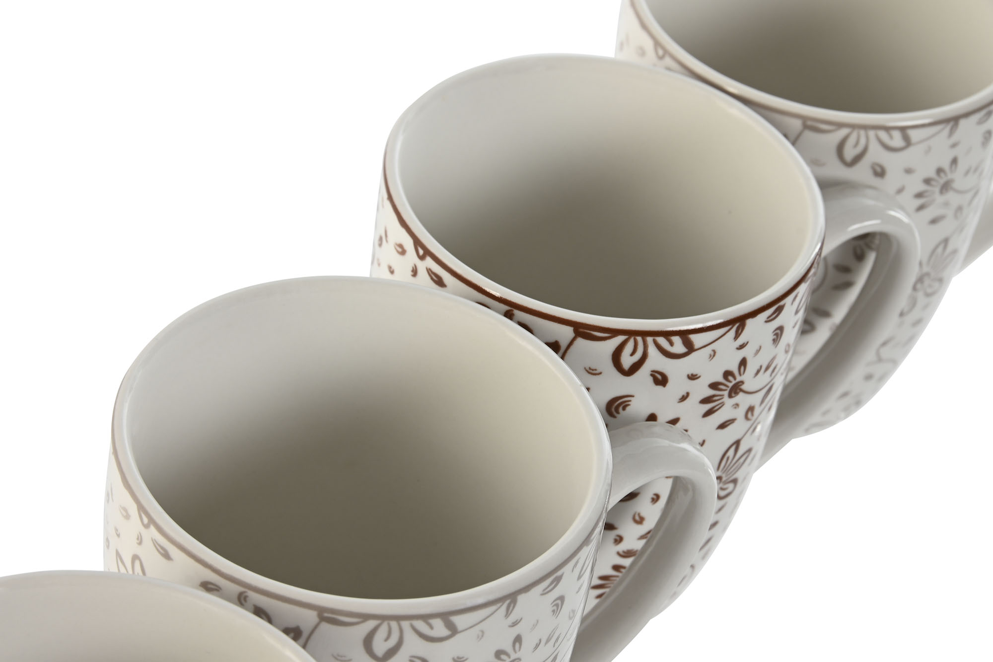 MUG SET 4 PORCELANA 12X9X10,5 340ML FLORES BEIGE 3