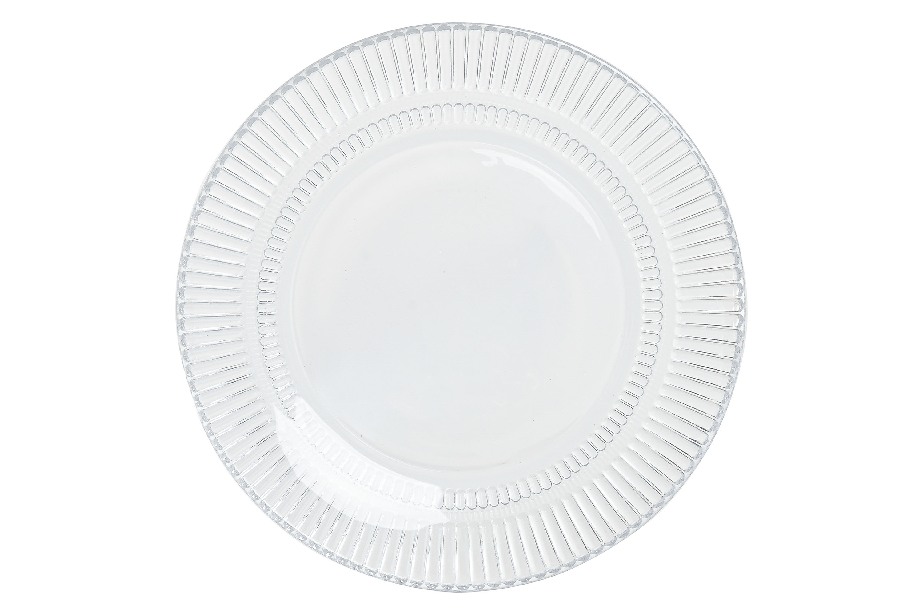 PLATO CRISTAL 20X20X2 RAYADO TRANSPARENTE