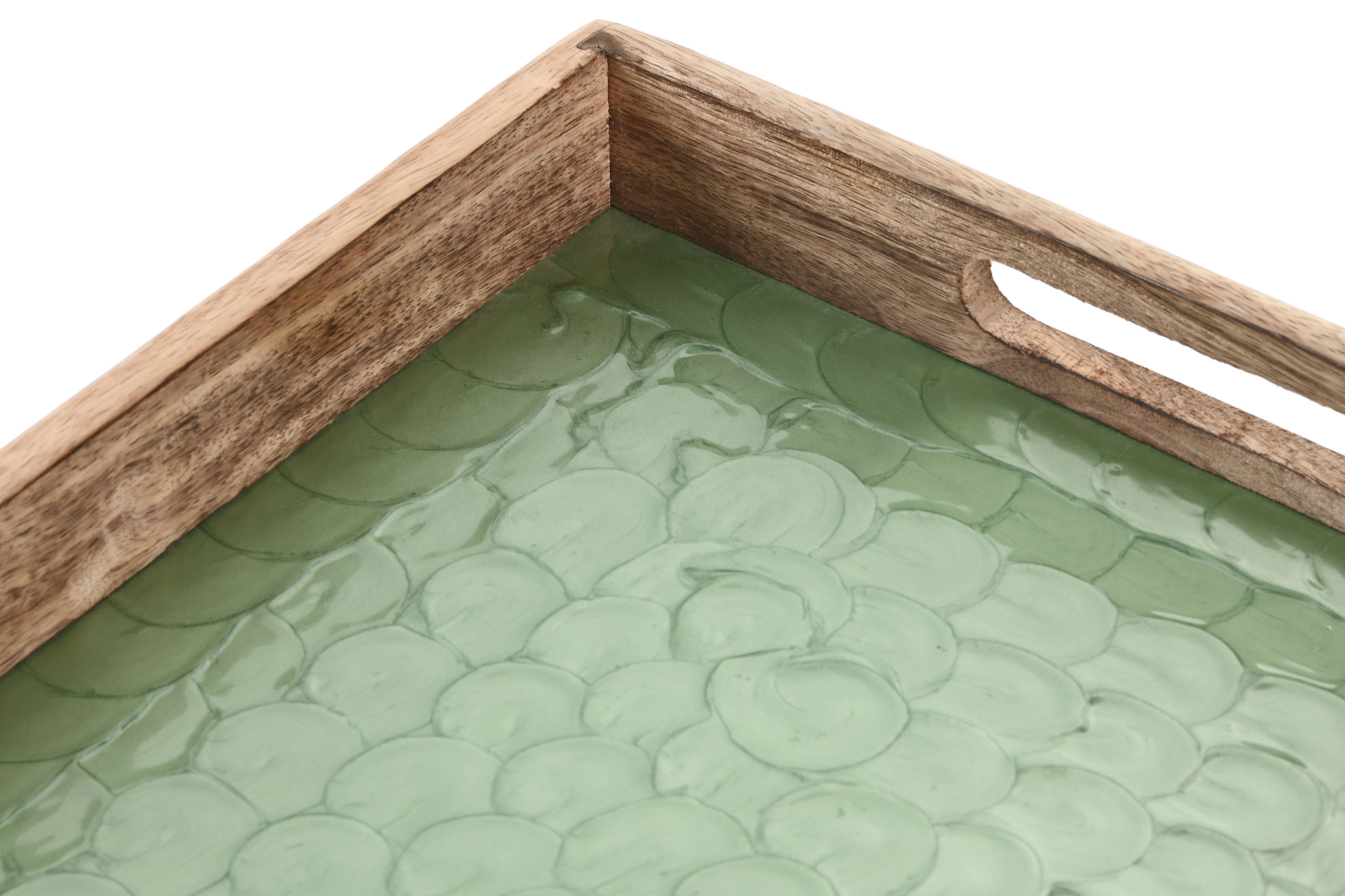 BANDEJA MANGO 43,5X27X4,5 LACADO VERDE 3