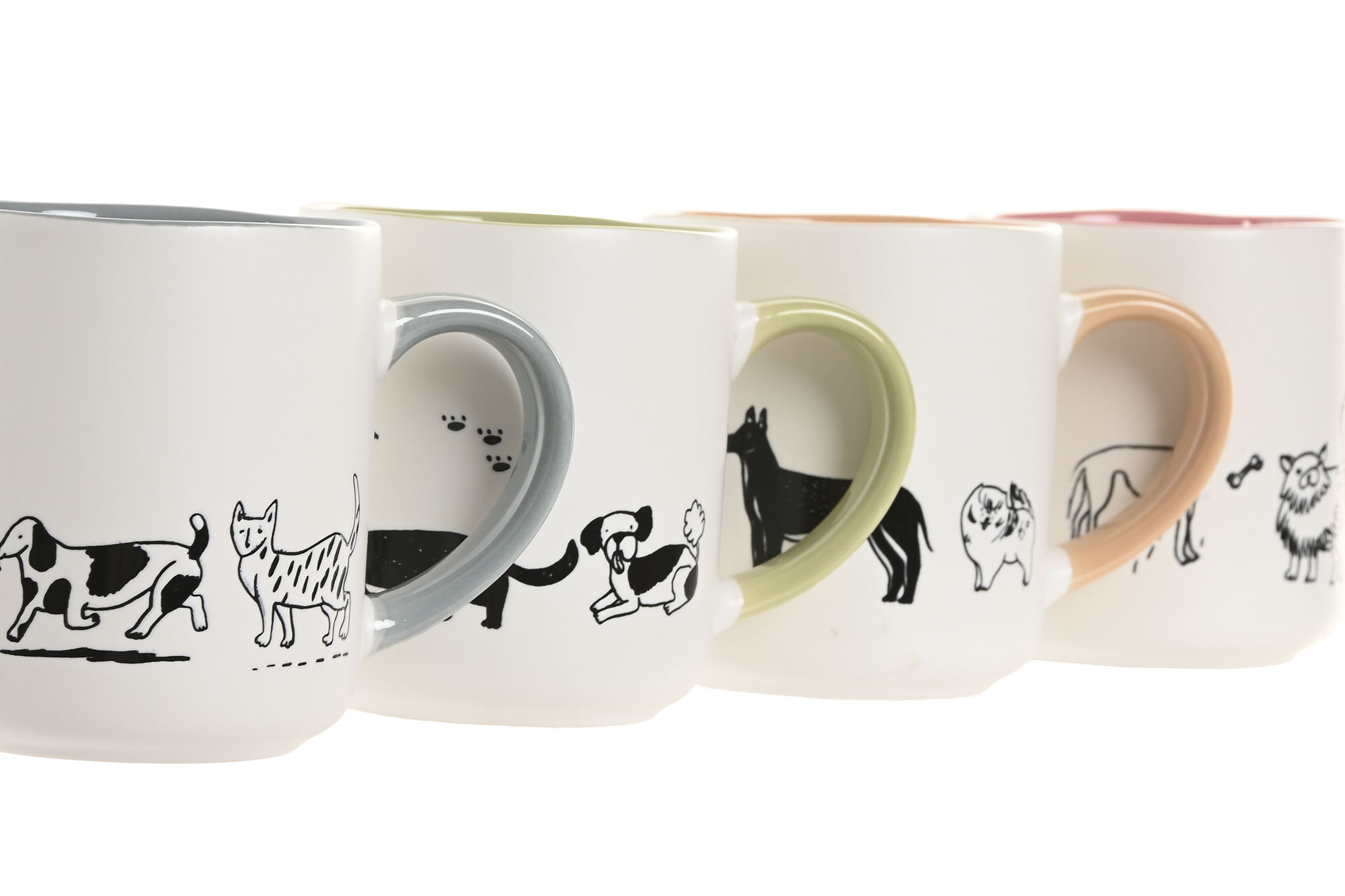 MUG PORCELANA 13X9X10,5 480ML GATO PERRO BEIGE 2