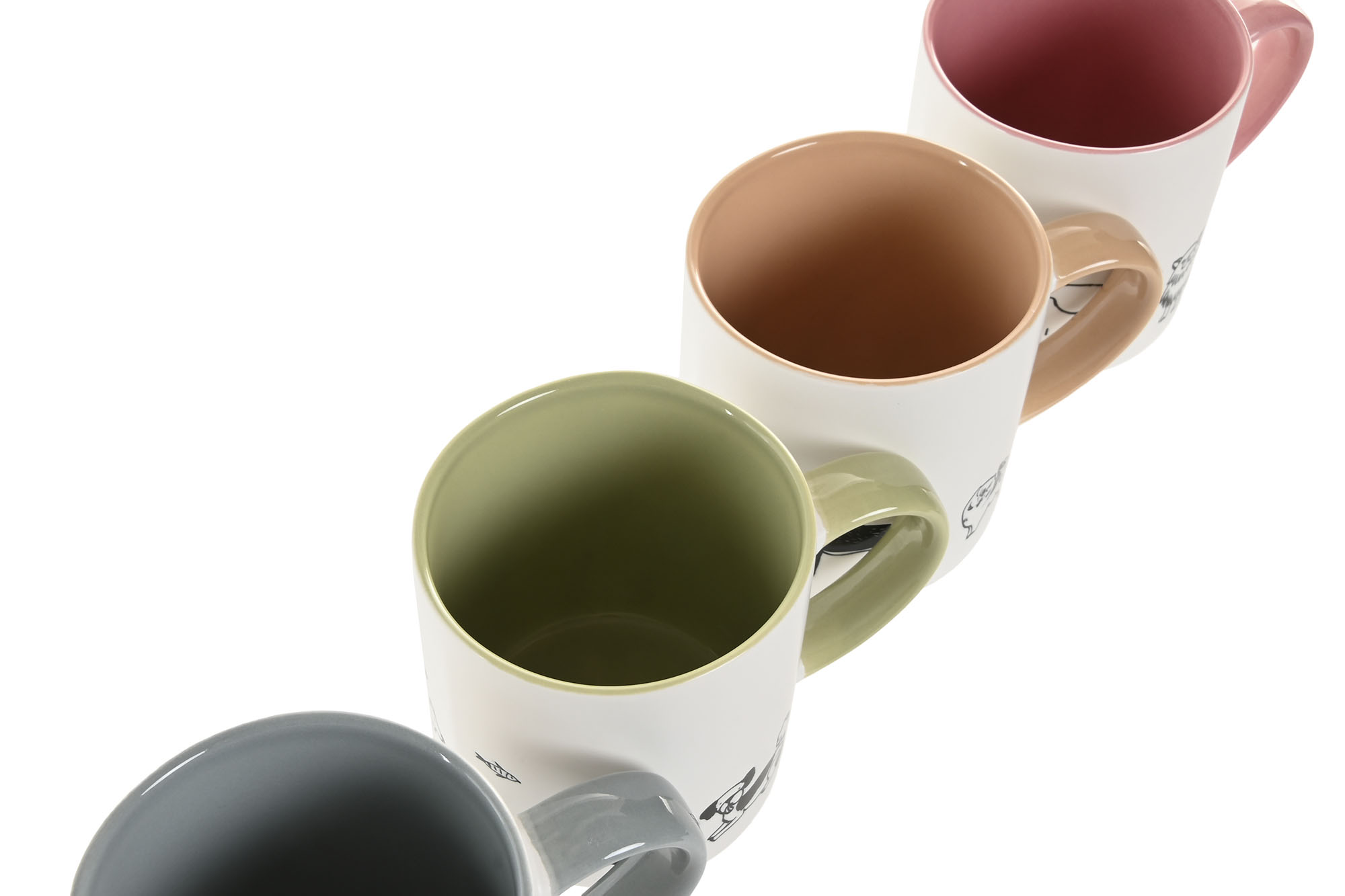 MUG PORCELANA 13X9X10,5 480ML GATO PERRO BEIGE 3
