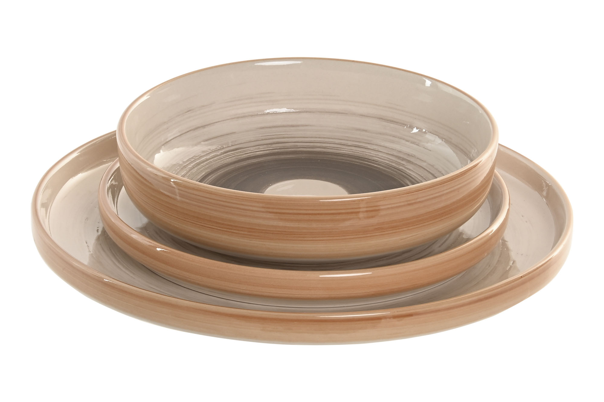 VAJILLA SET 18 GRES 27X27X2,8 RELIEVE BEIGE 2