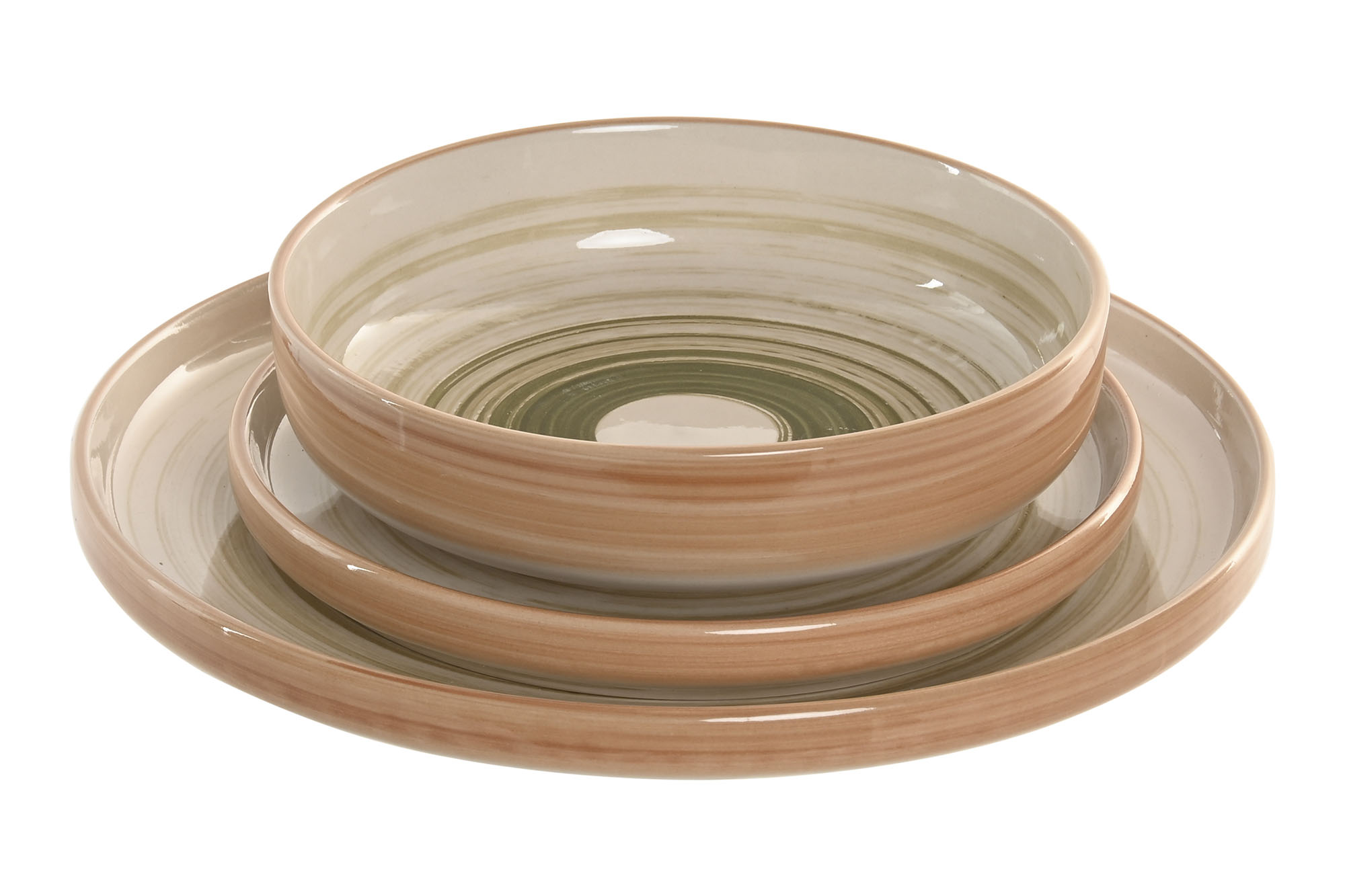 VAJILLA SET 18 GRES 27X27X2,8 RELIEVE VERDE 2