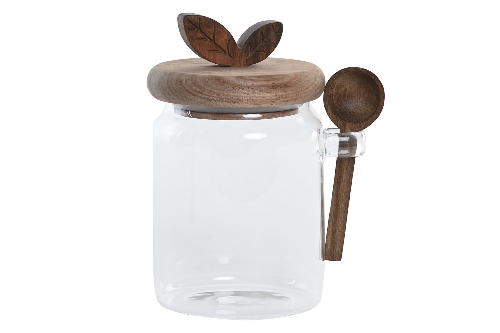 BOTE CRISTAL ACACIA 11X9X15,5 600ML CUCHARA