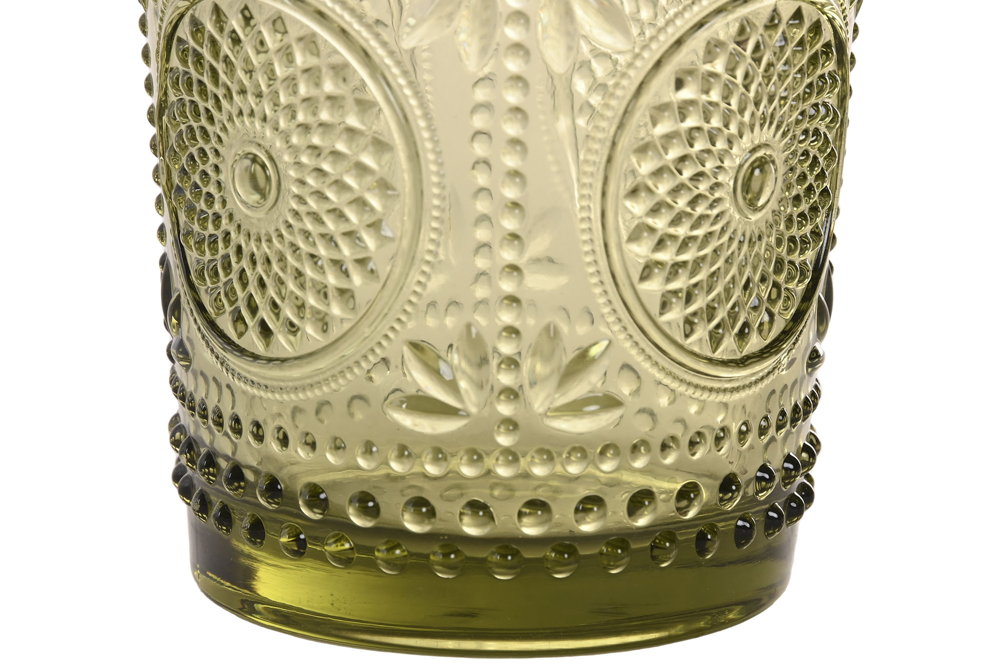 VASO SET 6 CRISTAL 8,6X8,6X10 310ML RELIEVE VERDE 2
