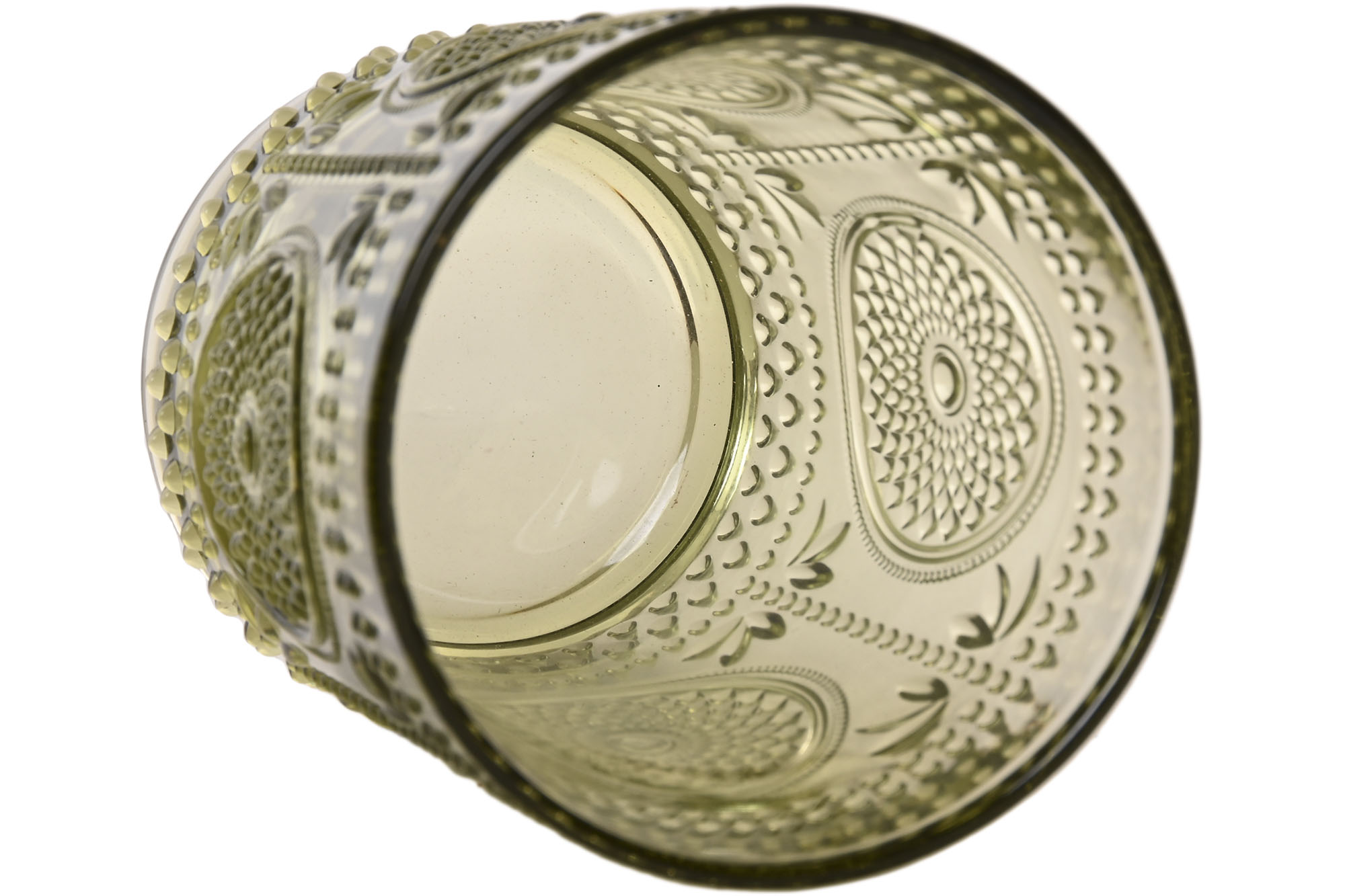 VASO SET 6 CRISTAL 8,6X8,6X10 310ML RELIEVE VERDE 3