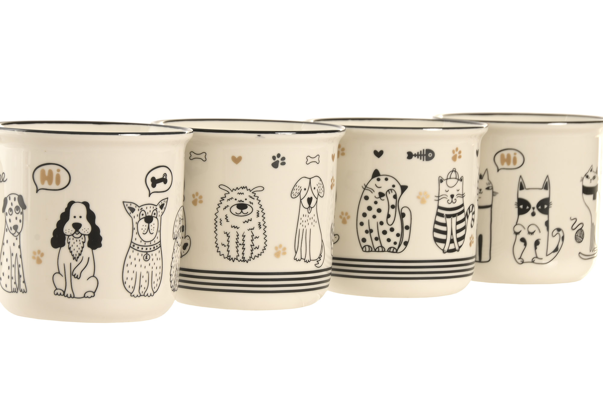 MUG PORCELANA 12,5X9,5X9 340ML PERROS 4