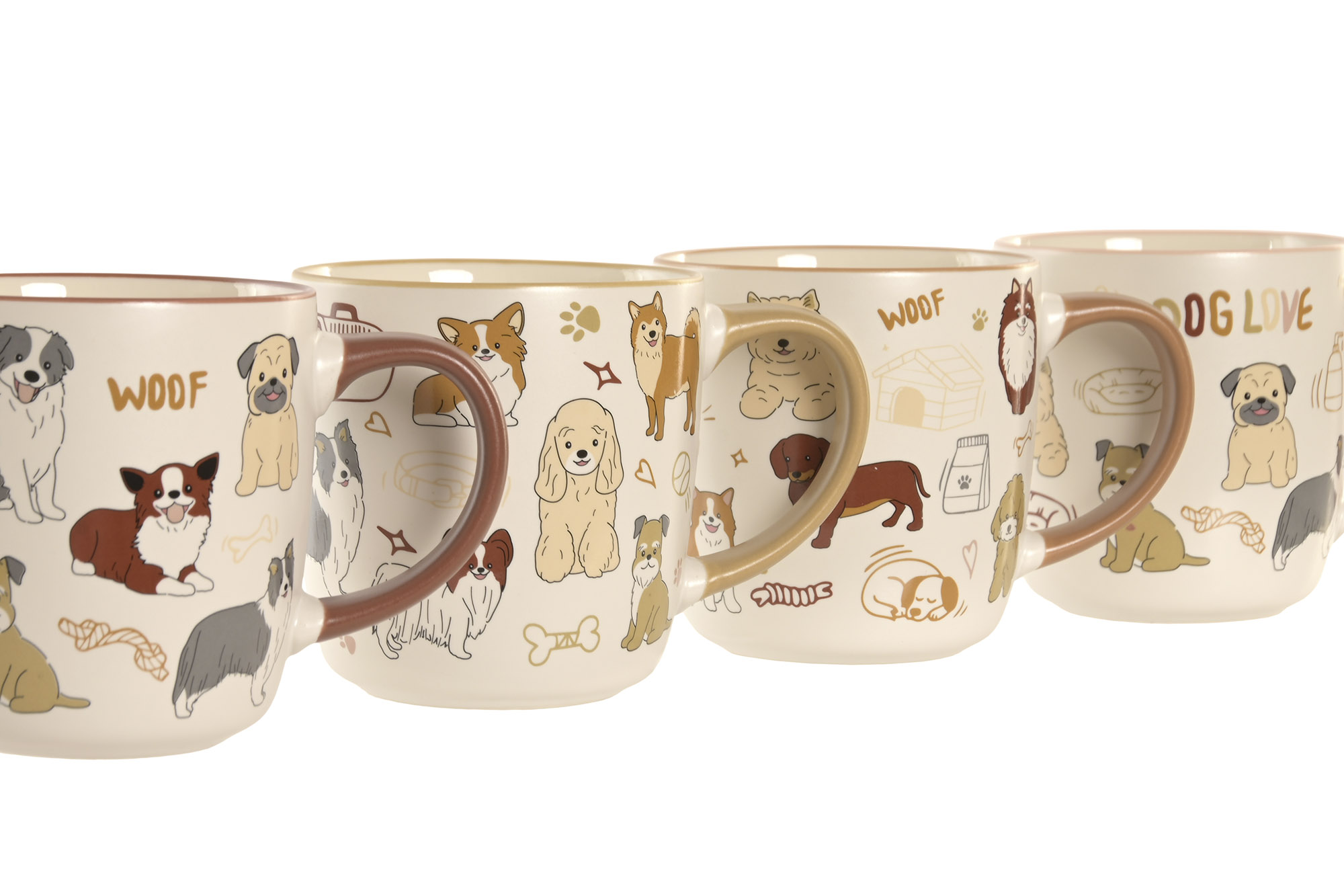 MUG PORCELANA 12,5X9X9,3 380ML PERROS BEIGE 2