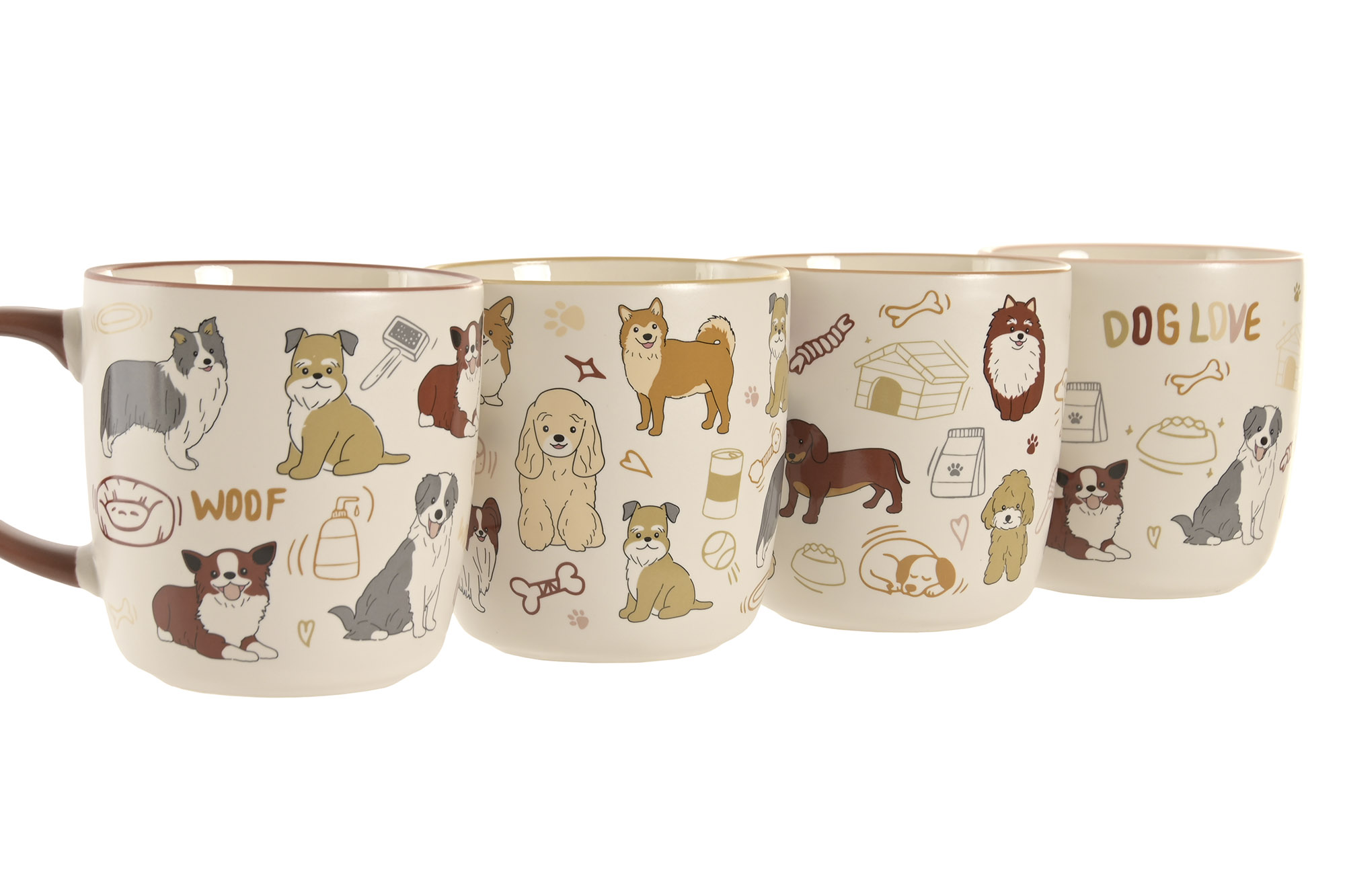 MUG PORCELANA 12,5X9X9,3 380ML PERROS BEIGE 3