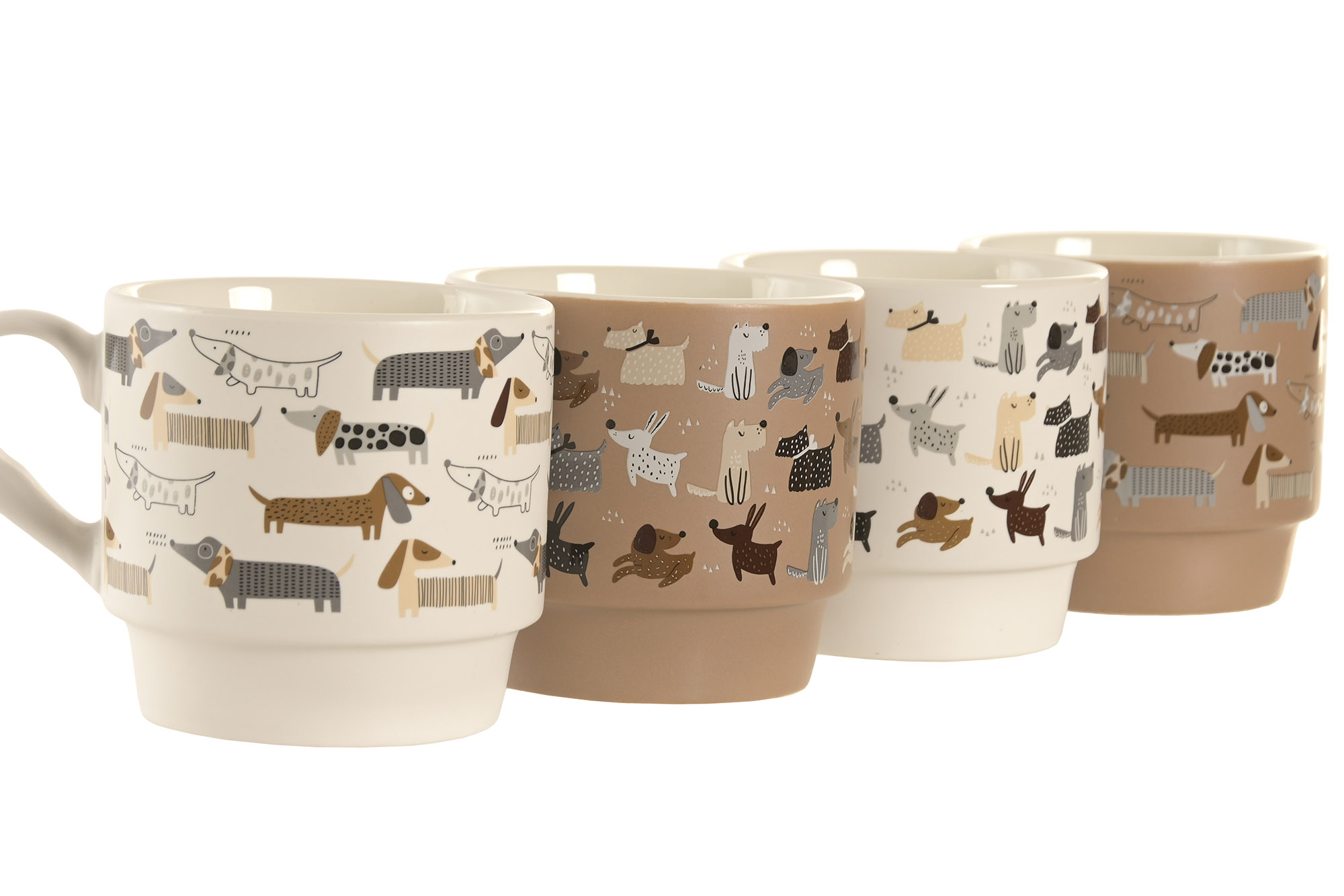 MUG PORCELANA 12X8,5X8,2 300ML PERROS BEIGE 4