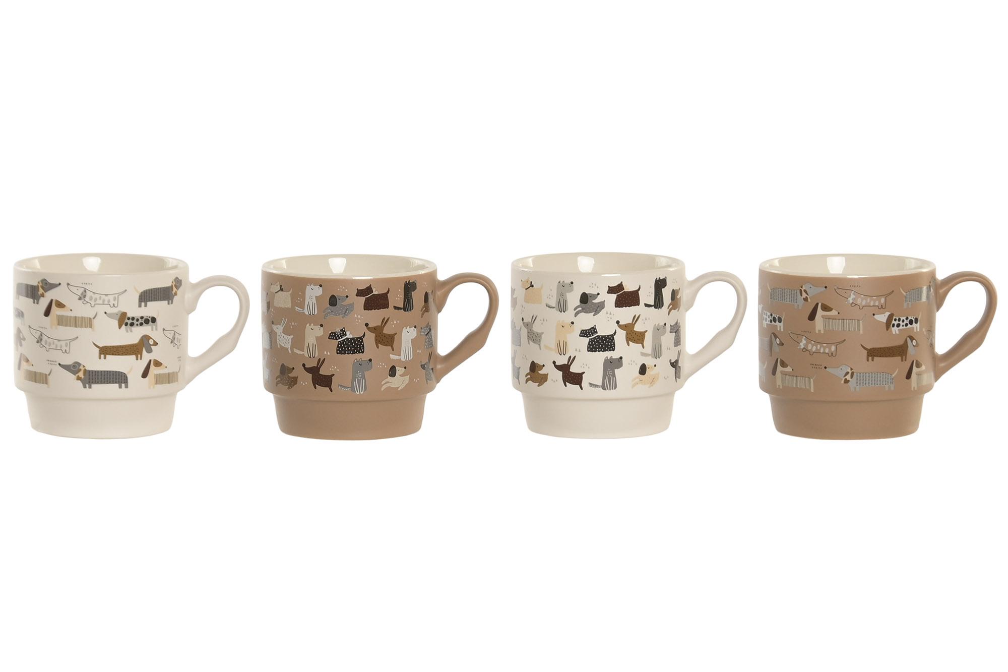 MUG PORCELANA 12X8,5X8,2 300ML PERROS BLANCA