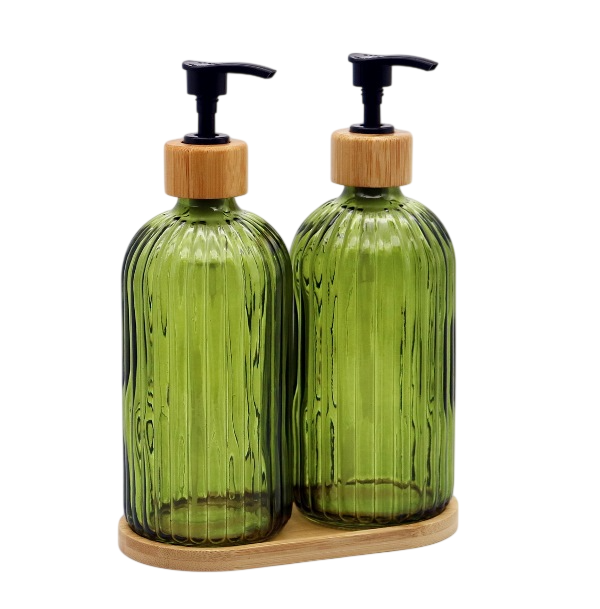 DOSIFICADOR SET 3 CRISTAL BAMBU 7,5X7,5X20 500ML