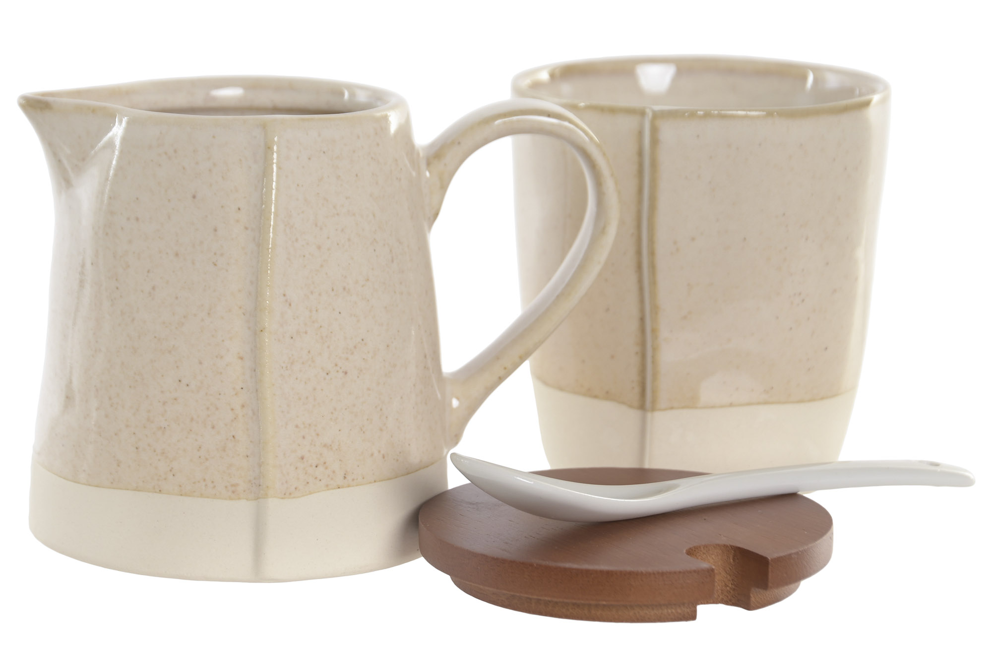 AZUCARERO SET 2 GRES ACACIA 9,5X8X11 LECHERA BEIGE 2