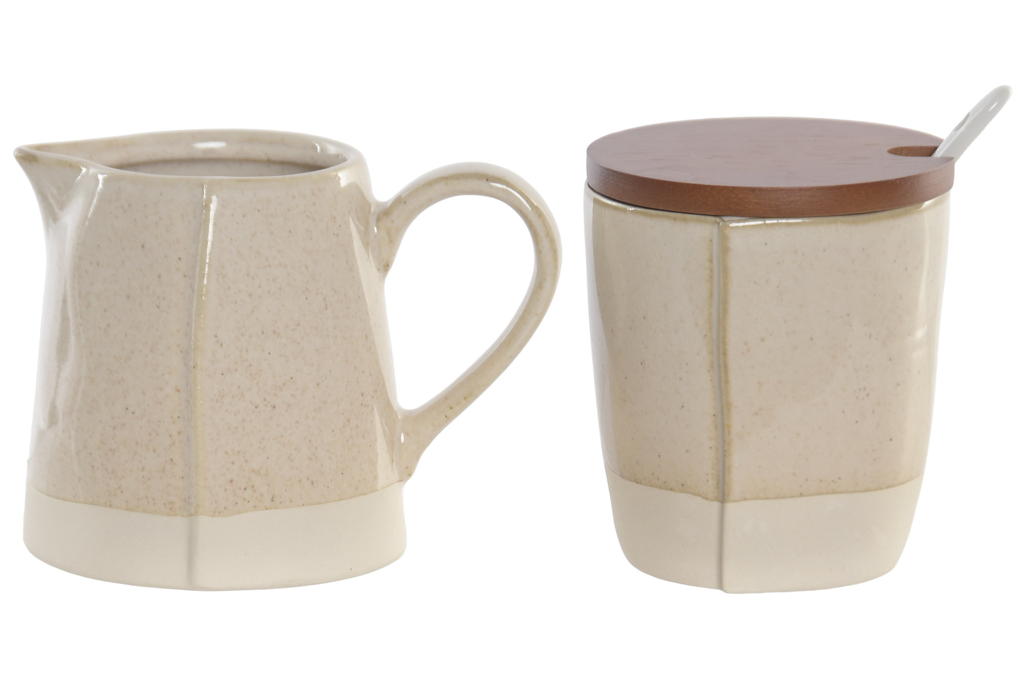 AZUCARERO SET 2 GRES ACACIA 9,5X8X11 LECHERA BEIGE