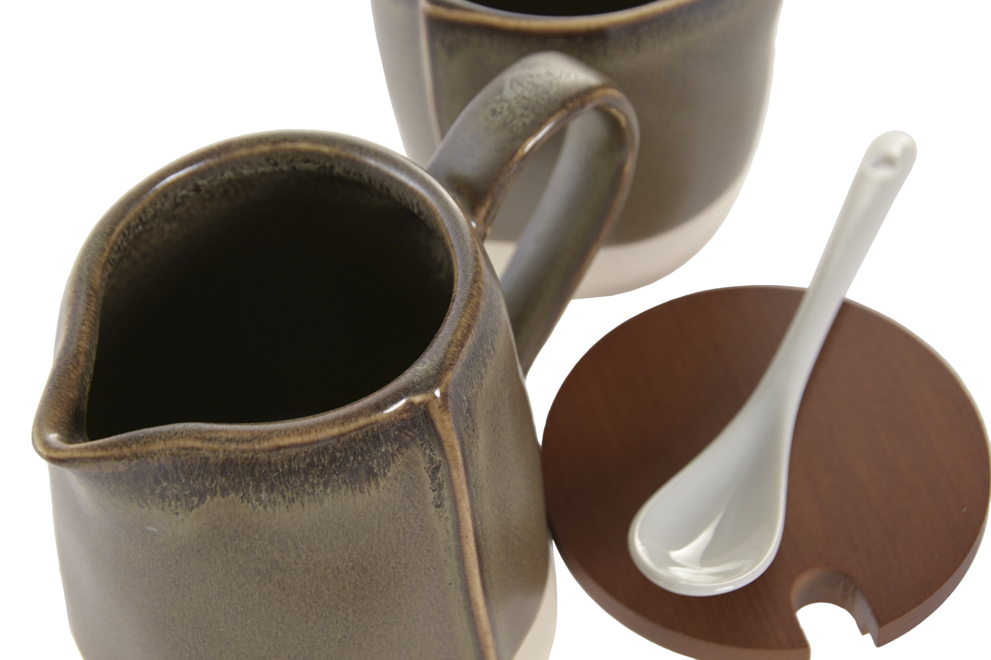 AZUCARERO SET 2 GRES ACACIA 9,5X8X11 LECHERA VERDE 3