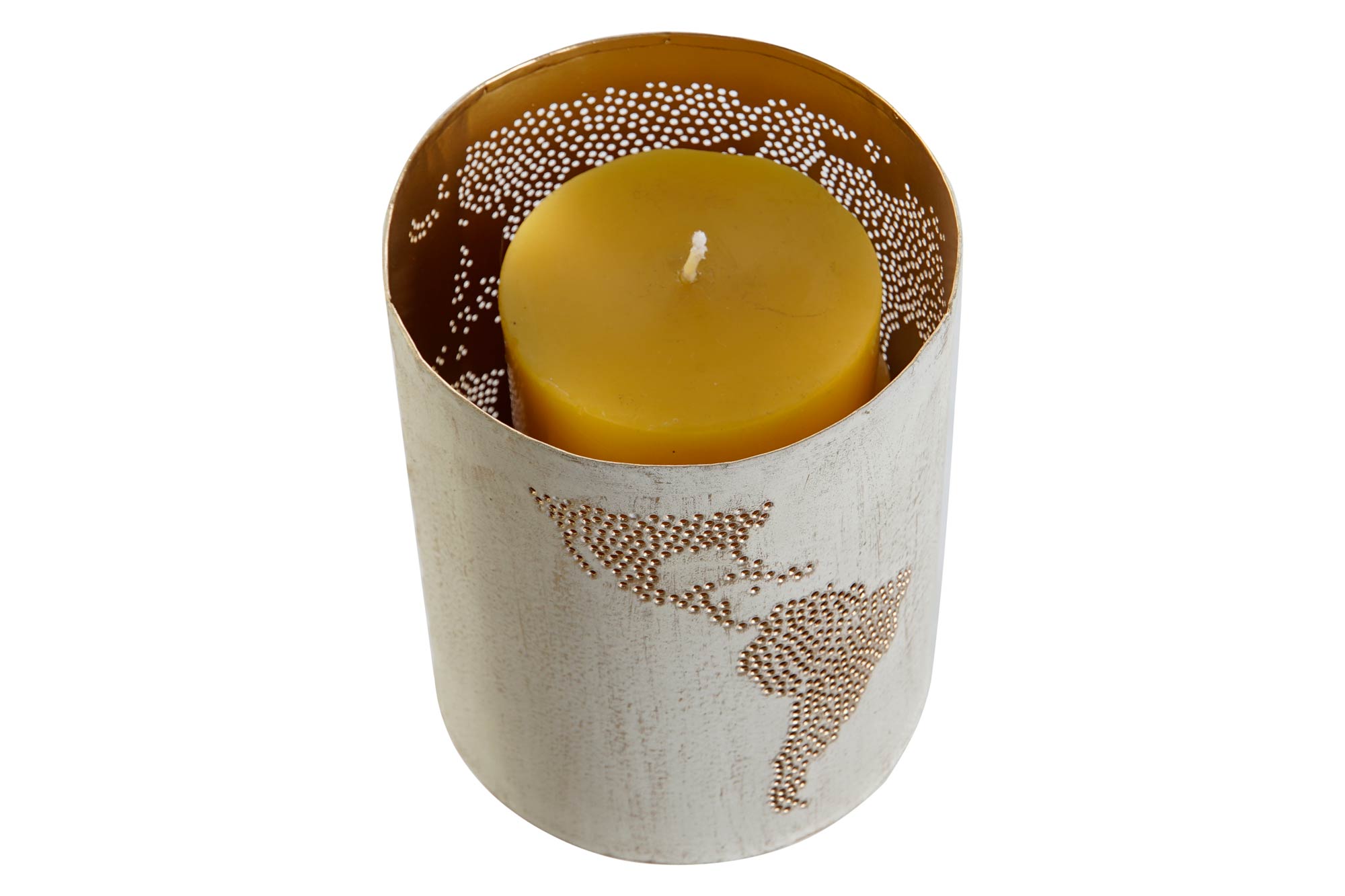 PORTAVELA METAL 10X10X12,5CM DORADO NEGRO 4