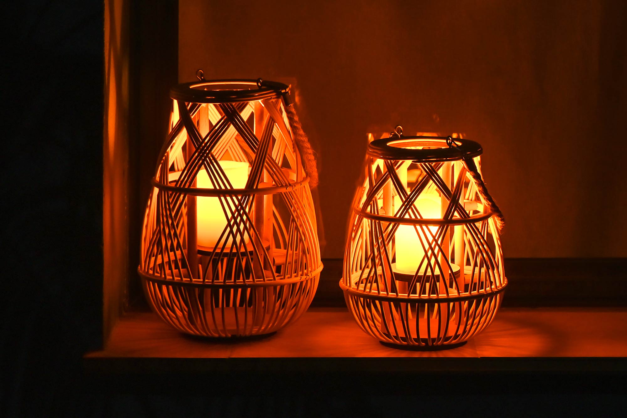 PORTAVELA RATAN CRISTAL 26X26X37CM NATURAL 2