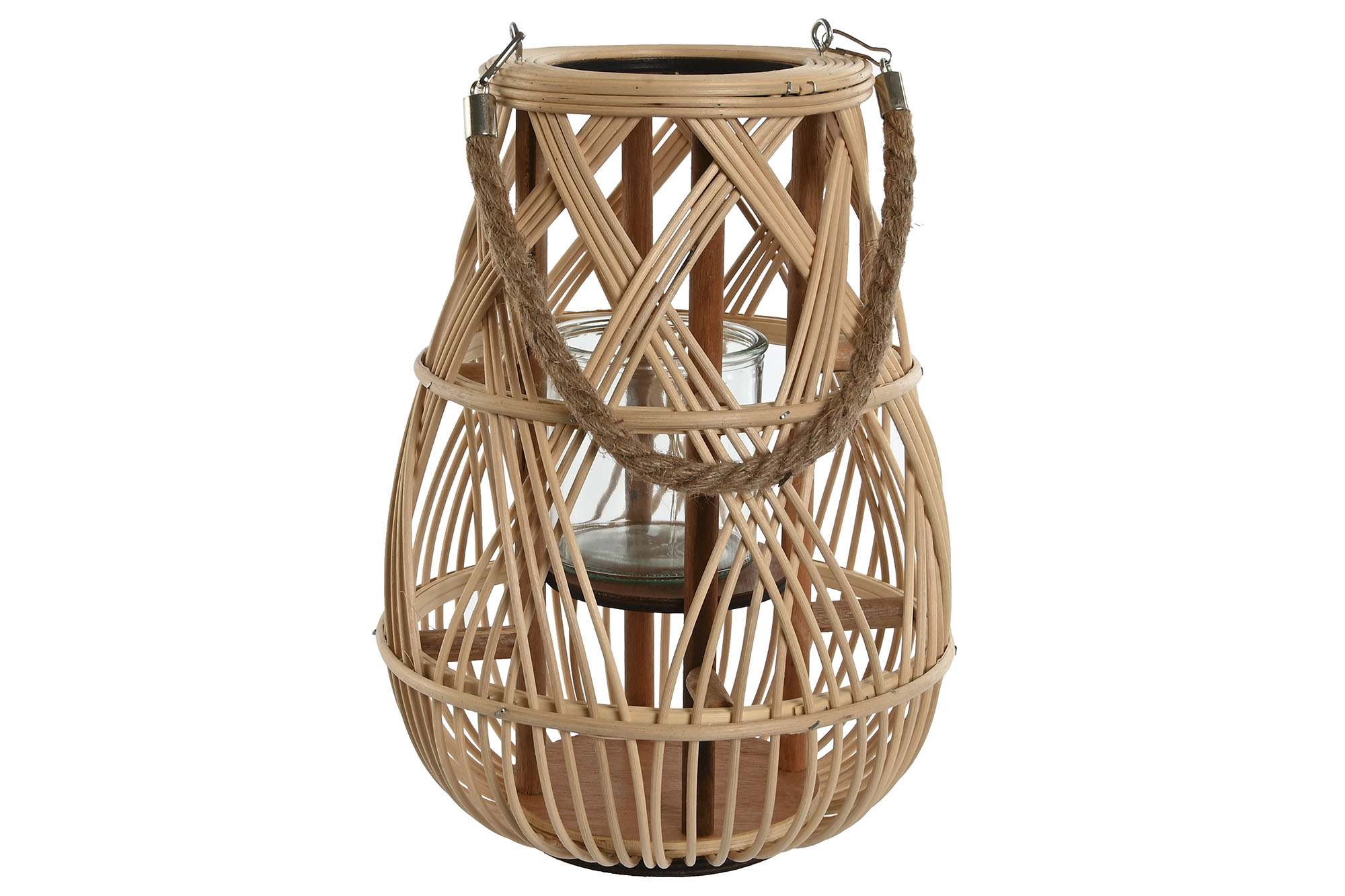 PORTAVELA RATAN CRISTAL 26X26X37CM NATURAL