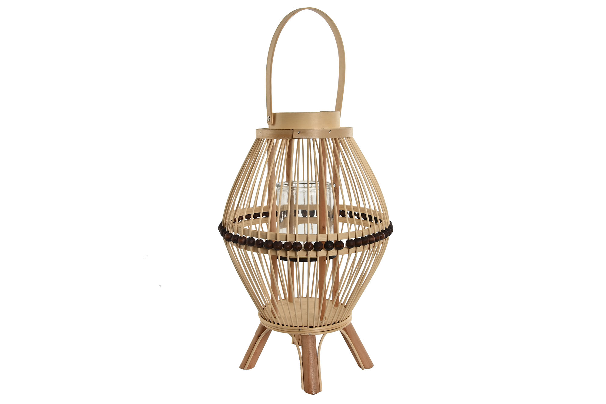 PORTAVELA RATAN CRISTAL 31X31X46 NATURAL