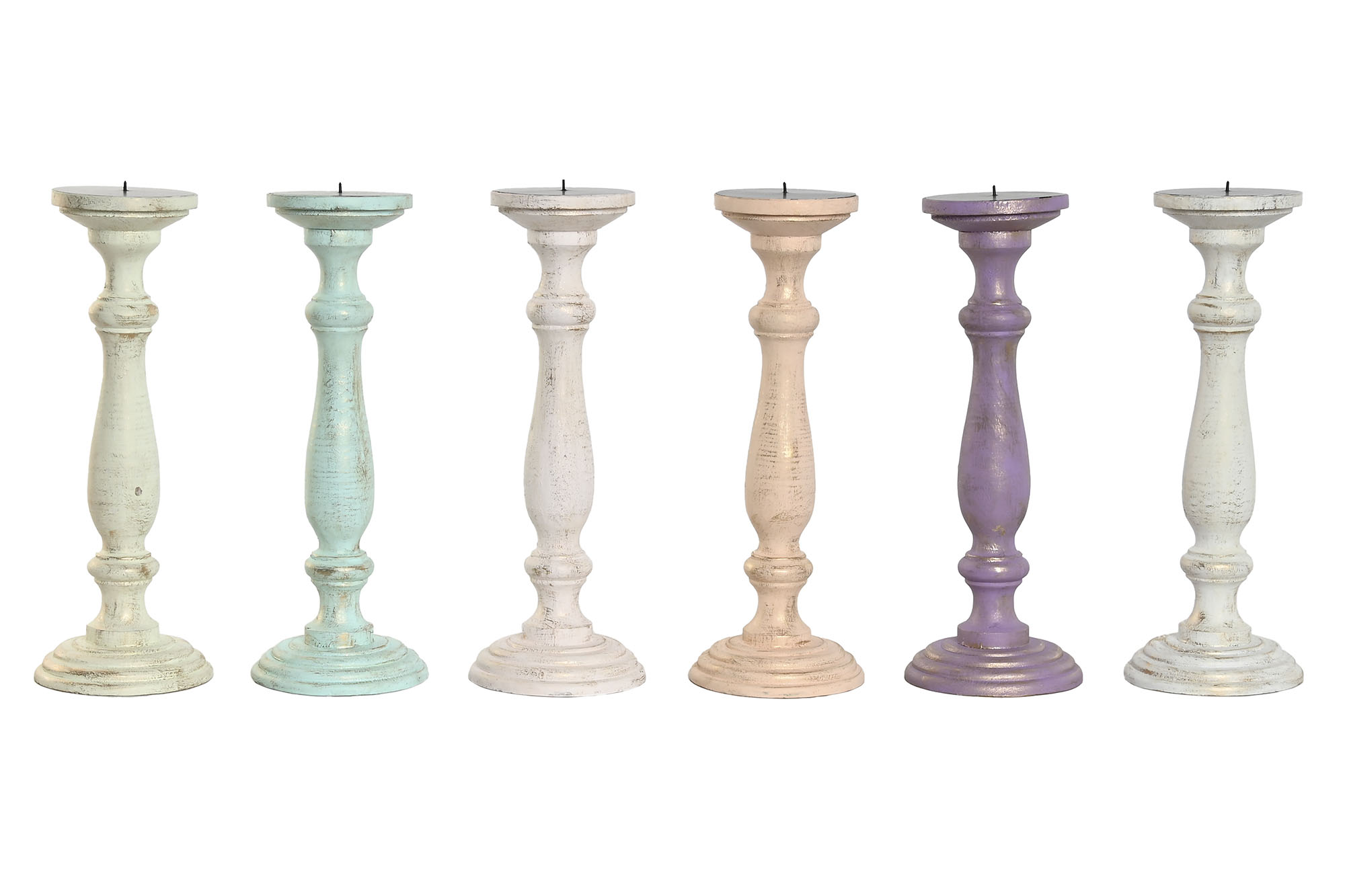 CANDELABRO MANGO METAL 12X12X34 DESGASTADO VERDE A